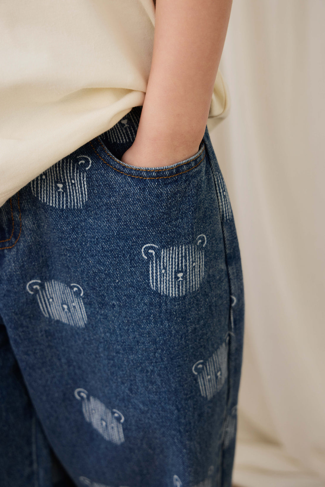 Linus Denim Pant - Teddy Face Denim Childrens Pant from Jamie Kay NZ