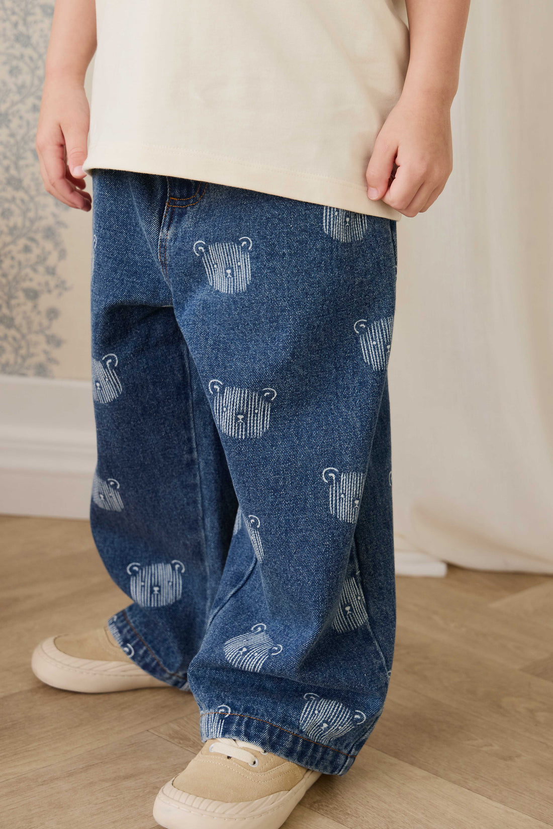 Linus Denim Pant - Teddy Face Denim Childrens Pant from Jamie Kay NZ