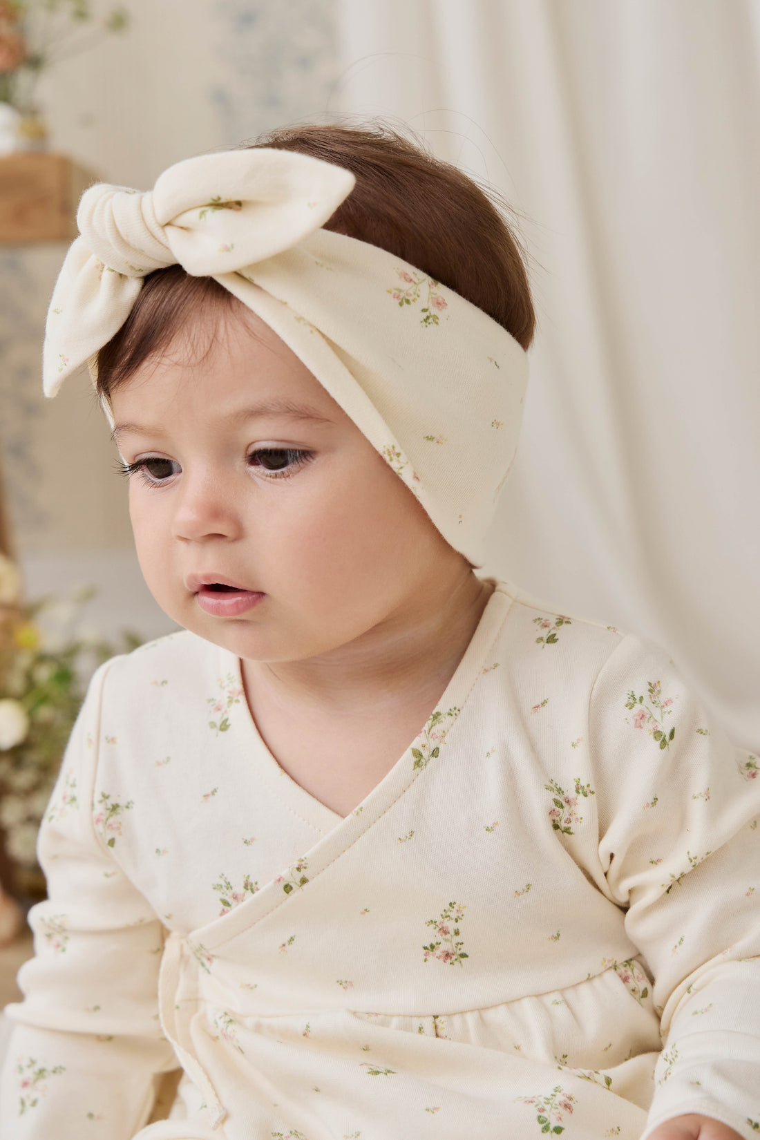 Organic Cotton Clemence Wrap Top - Josepha Egret Small Childrens Top from Jamie Kay NZ
