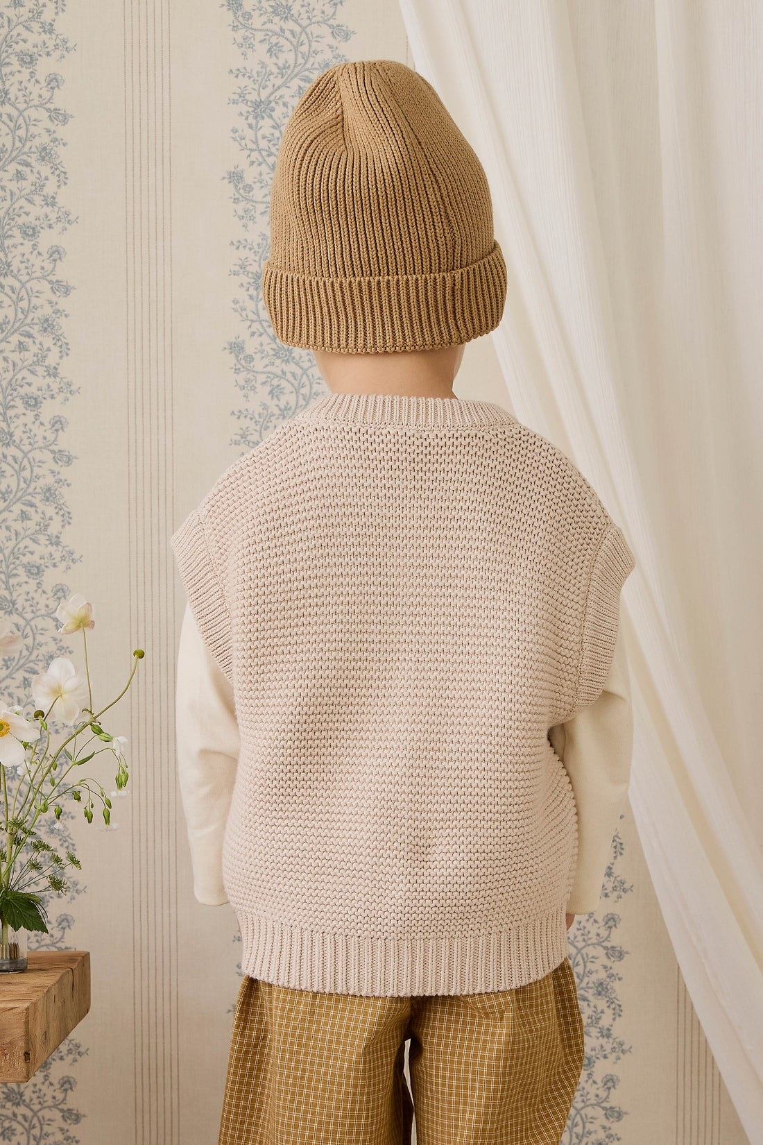 Organic Cotton Kenji Pant - Windowpane Check Buckwheat Childrens Pant from Jamie Kay NZ