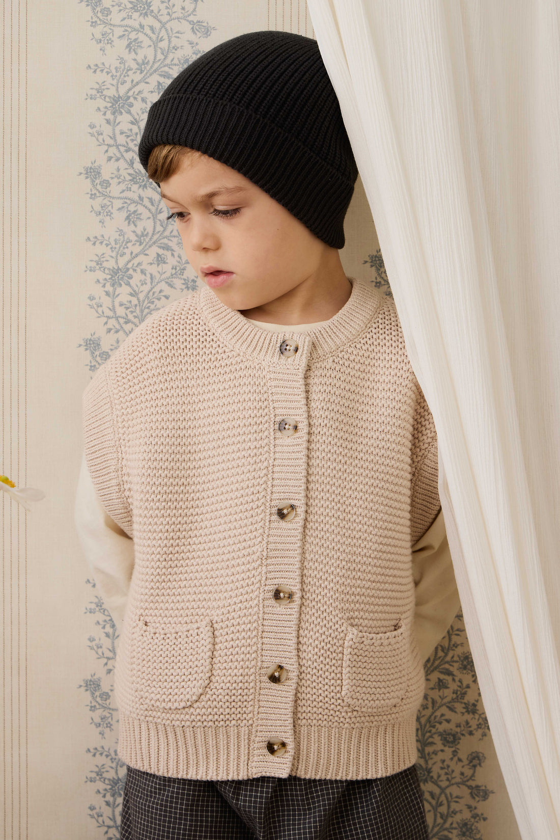 Organic Cotton Kenji Pant - Basalt Grid Childrens Pant from Jamie Kay NZ