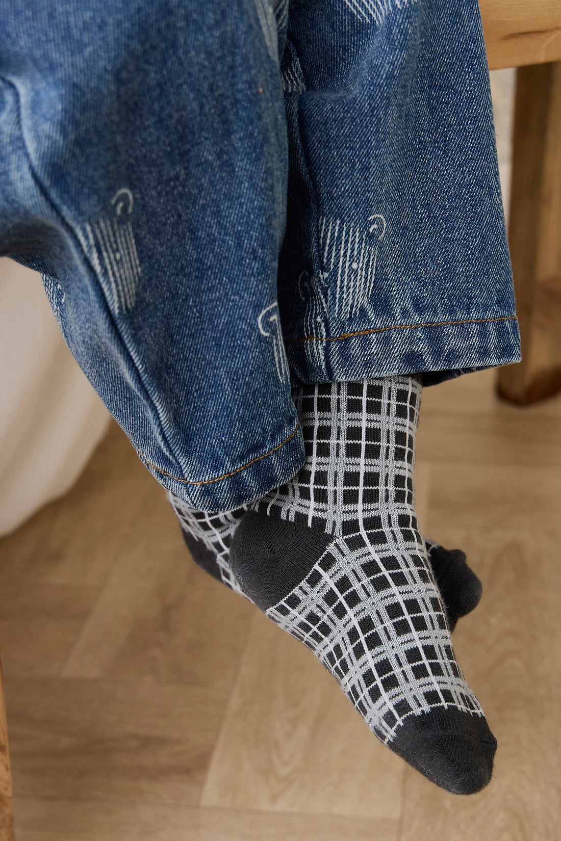 William Socks - Tattersalls Check Basalt Childrens Socks from Jamie Kay NZ