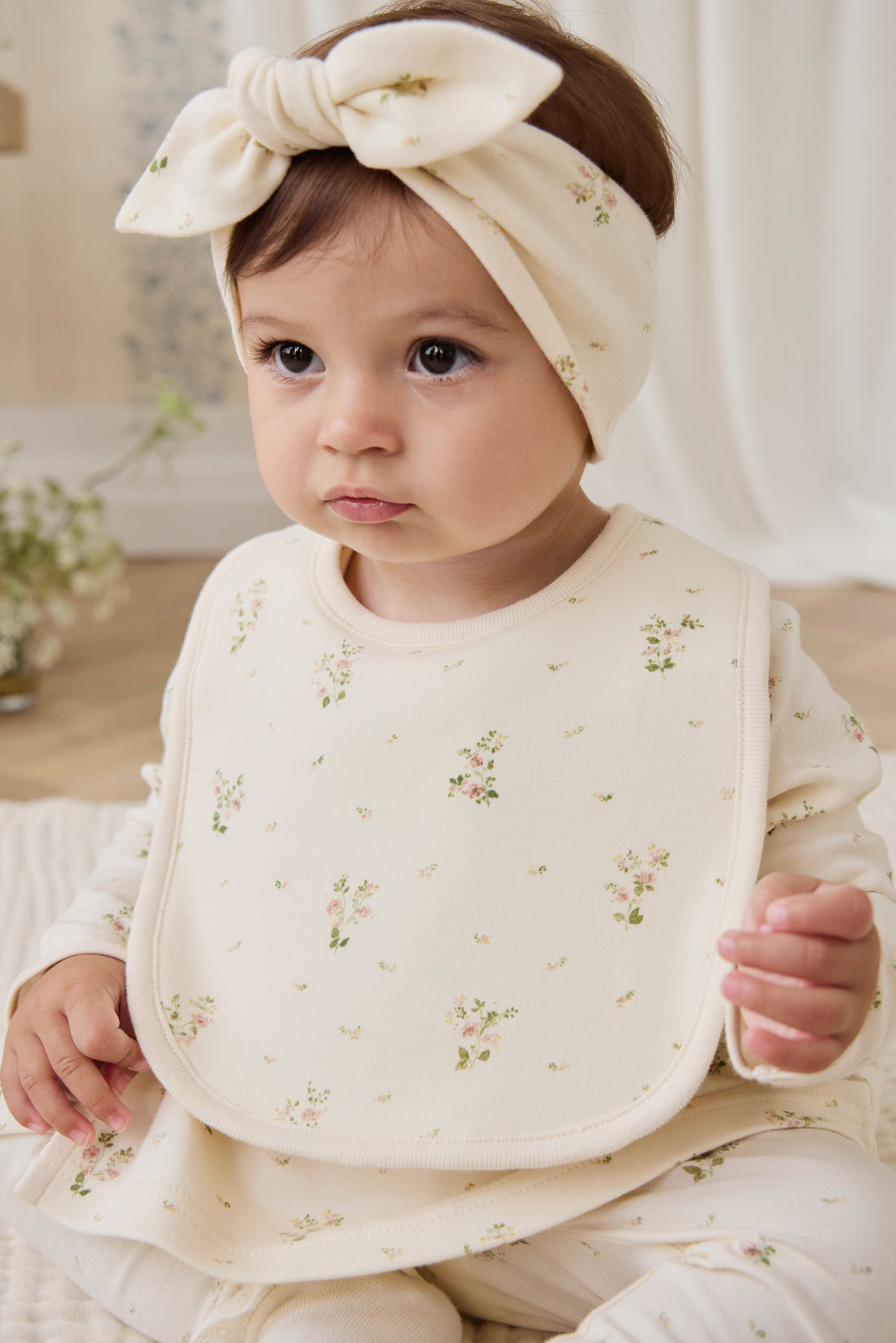 Organic Cotton Bib - Josepha Egret Small Childrens Bib from Jamie Kay NZ