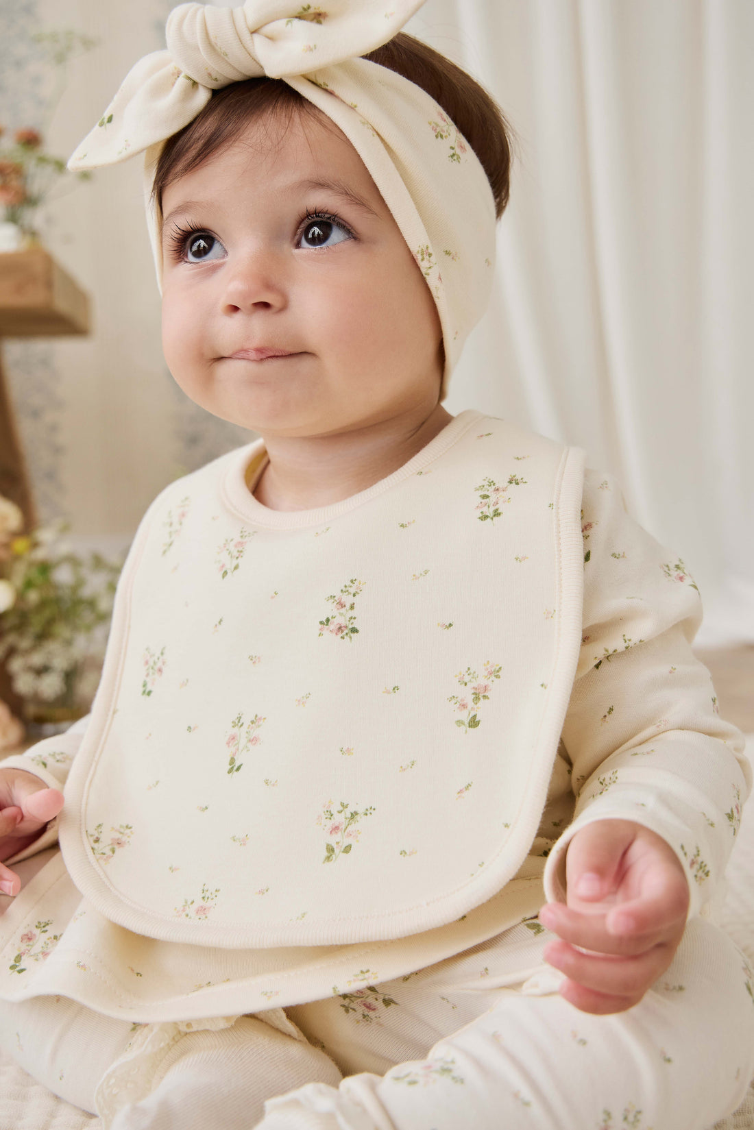Organic Cotton Bib - Josepha Egret Small Childrens Bib from Jamie Kay NZ