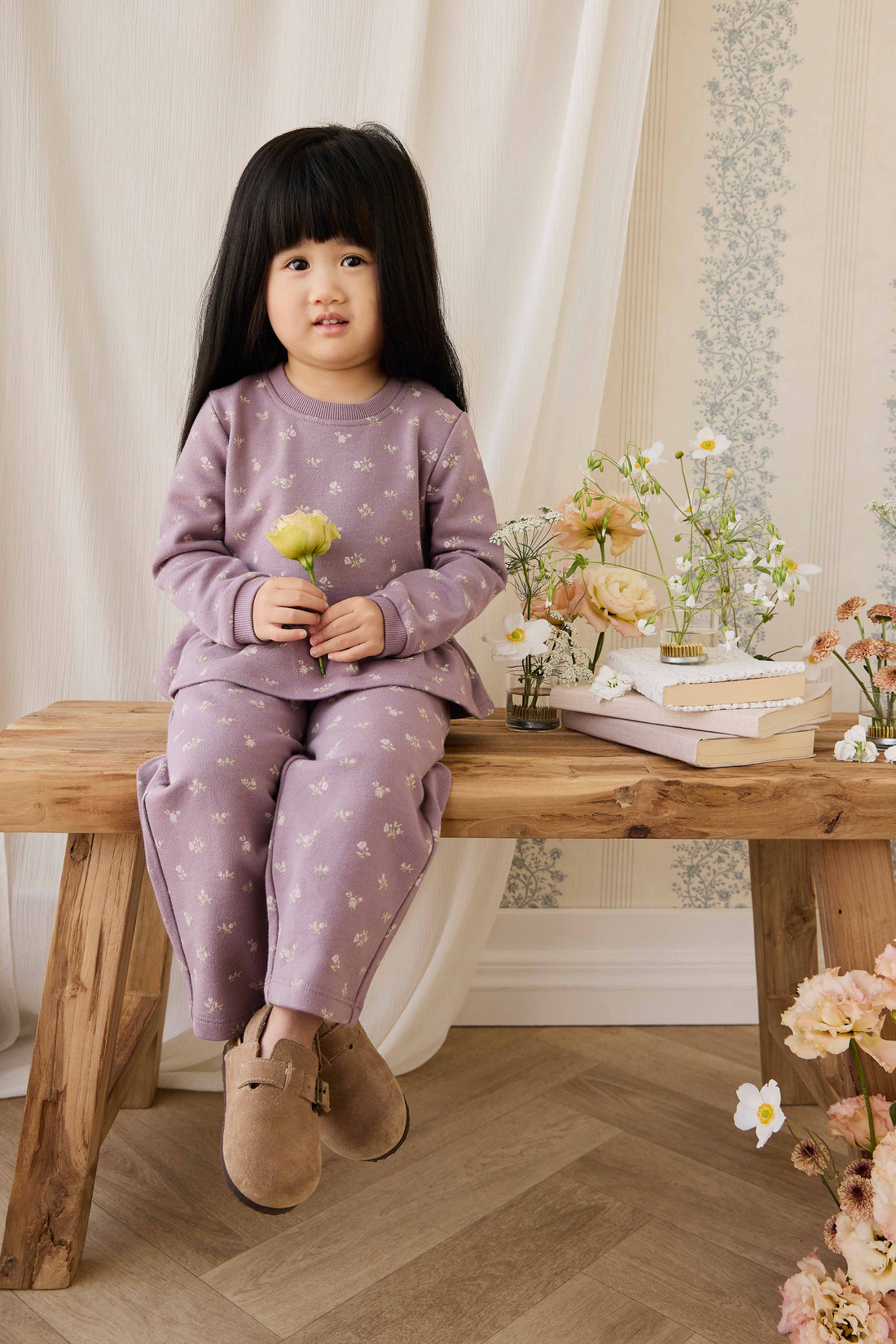 Organic Cotton Emiko Sweatshirt - Isla Plum Childrens Sweatshirting from Jamie Kay NZ