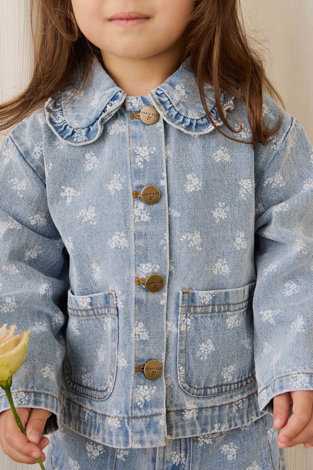 Malani Jacket - Tully Floral Denim Childrens Jacket from Jamie Kay NZ
