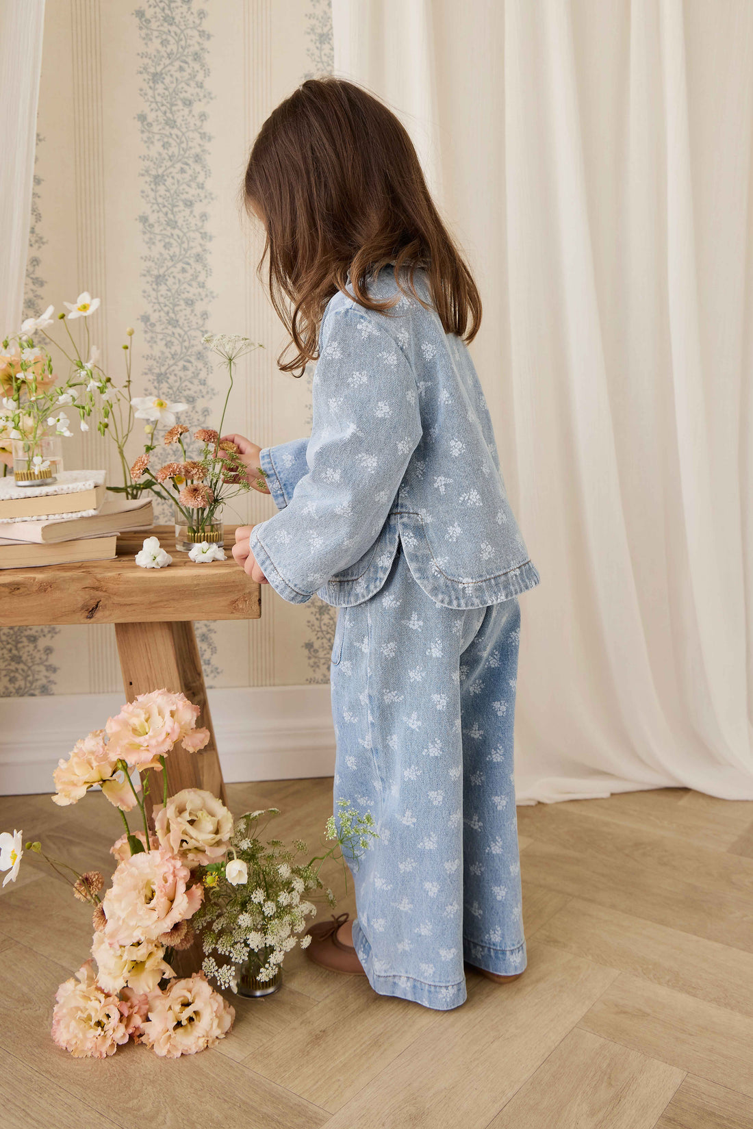 Theodora Pant - Tully Floral Denim Childrens Pant from Jamie Kay NZ