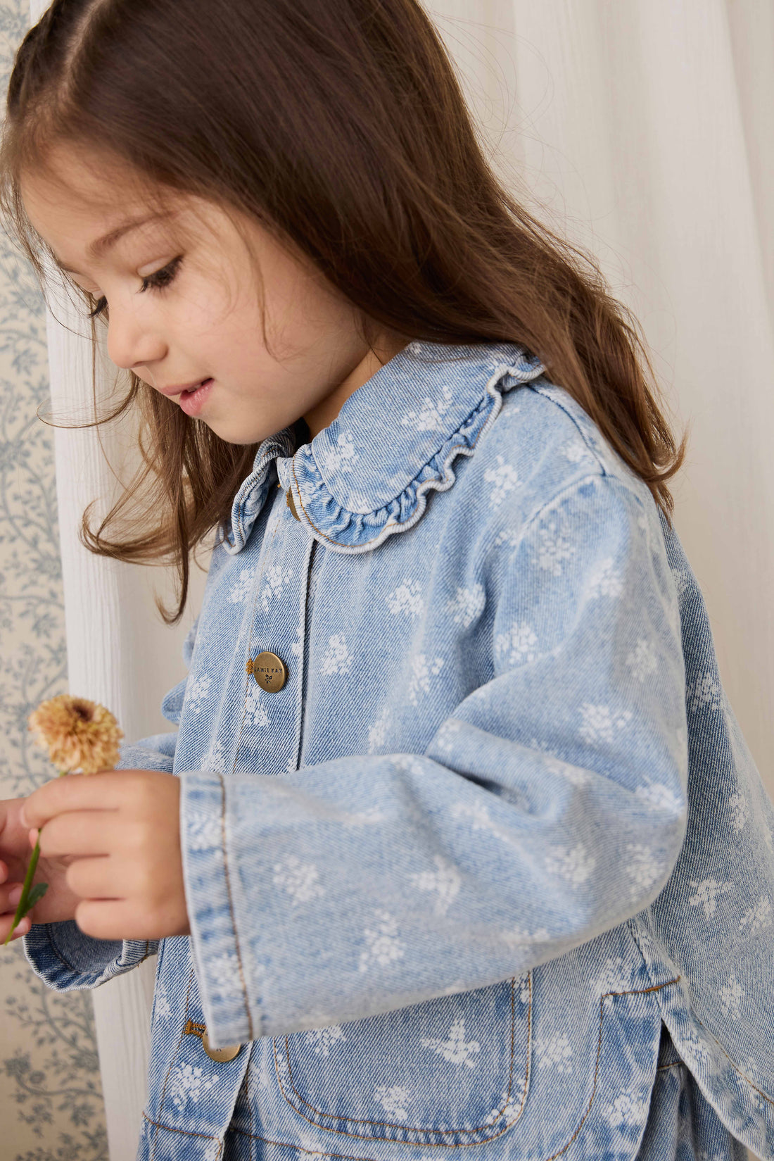 Malani Jacket - Tully Floral Denim Childrens Jacket from Jamie Kay NZ