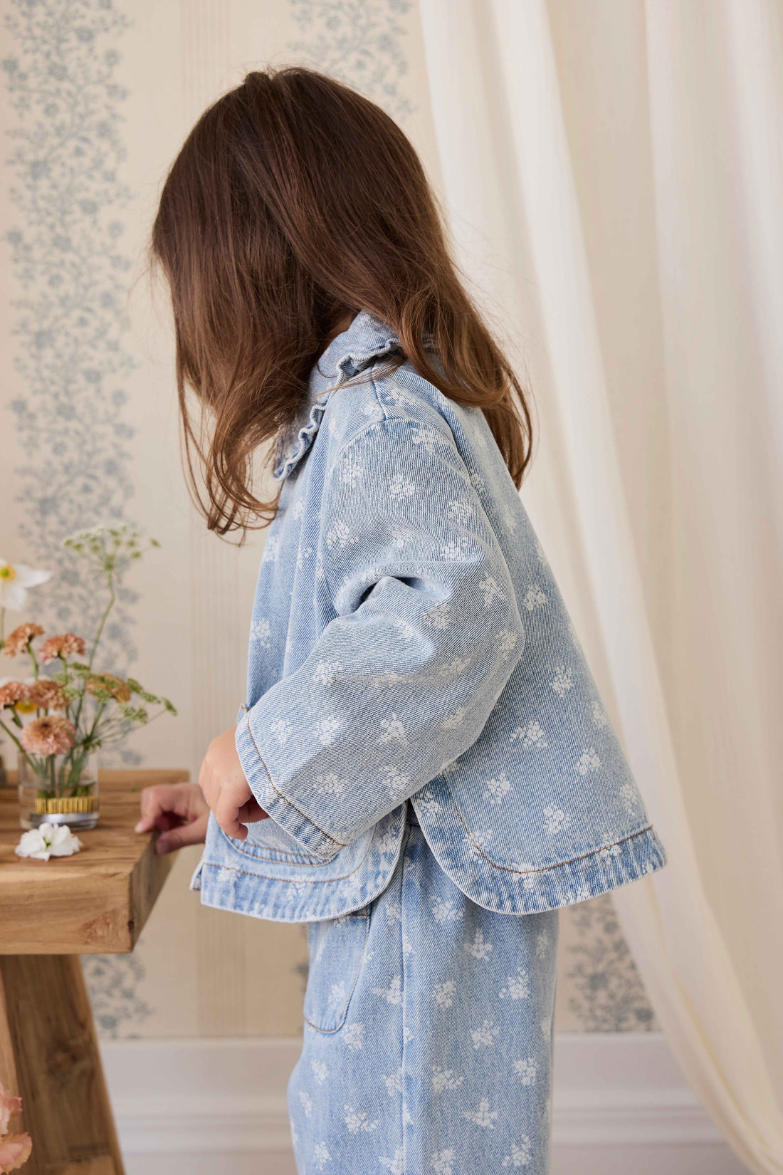 Malani Jacket - Tully Floral Denim Childrens Jacket from Jamie Kay NZ