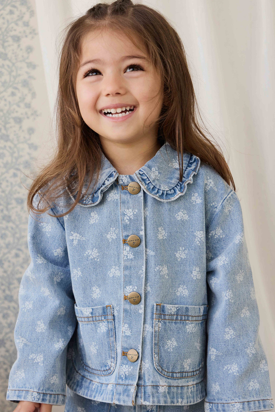Malani Jacket - Tully Floral Denim Childrens Jacket from Jamie Kay NZ