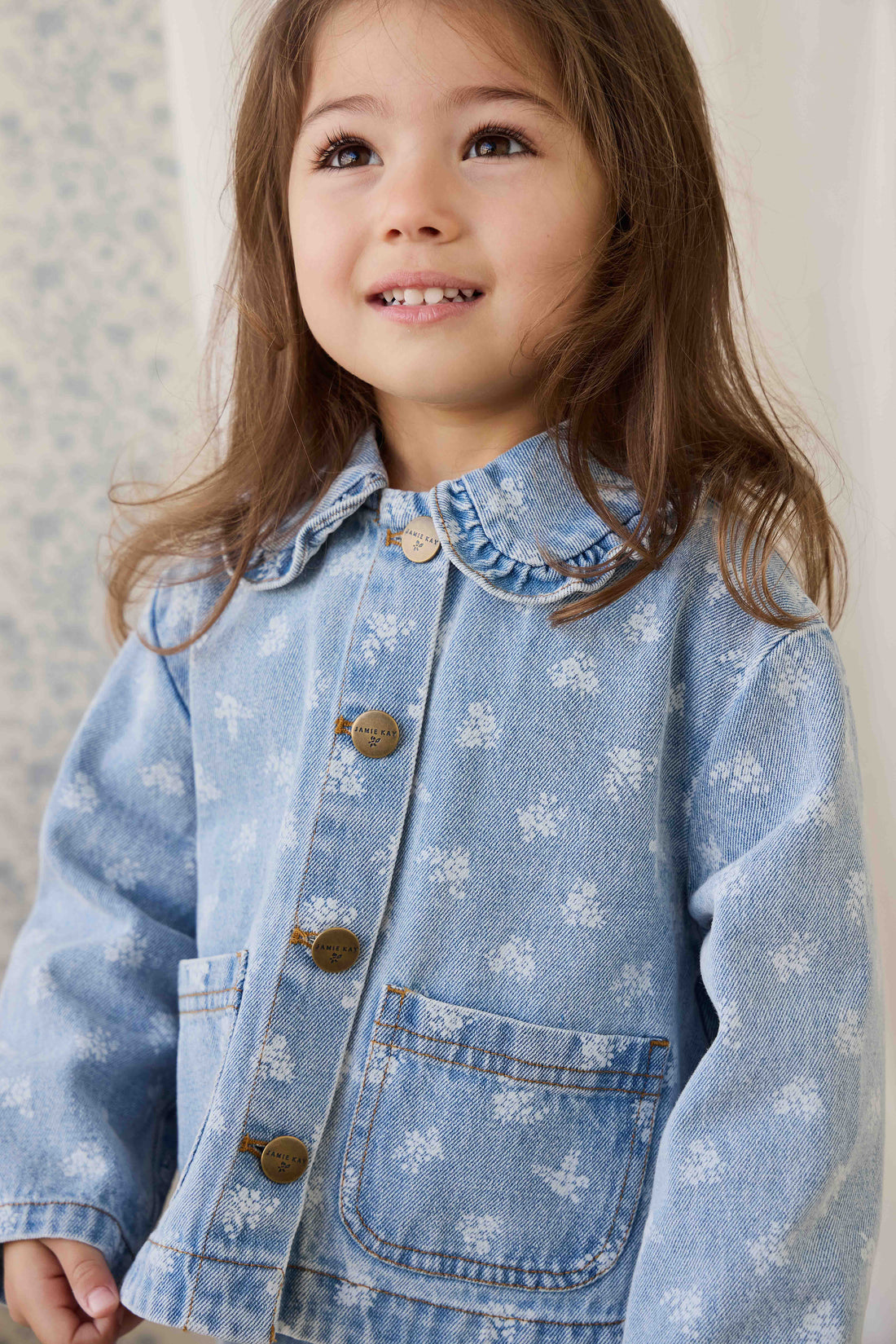 Malani Jacket - Tully Floral Denim Childrens Jacket from Jamie Kay NZ