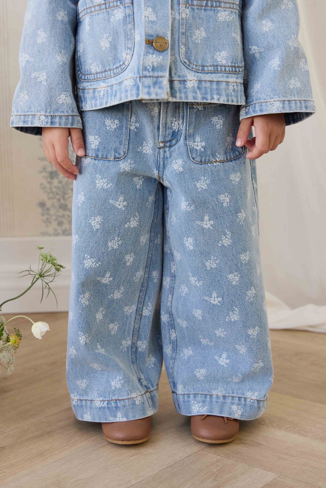 Theodora Pant - Tully Floral Denim Childrens Pant from Jamie Kay NZ