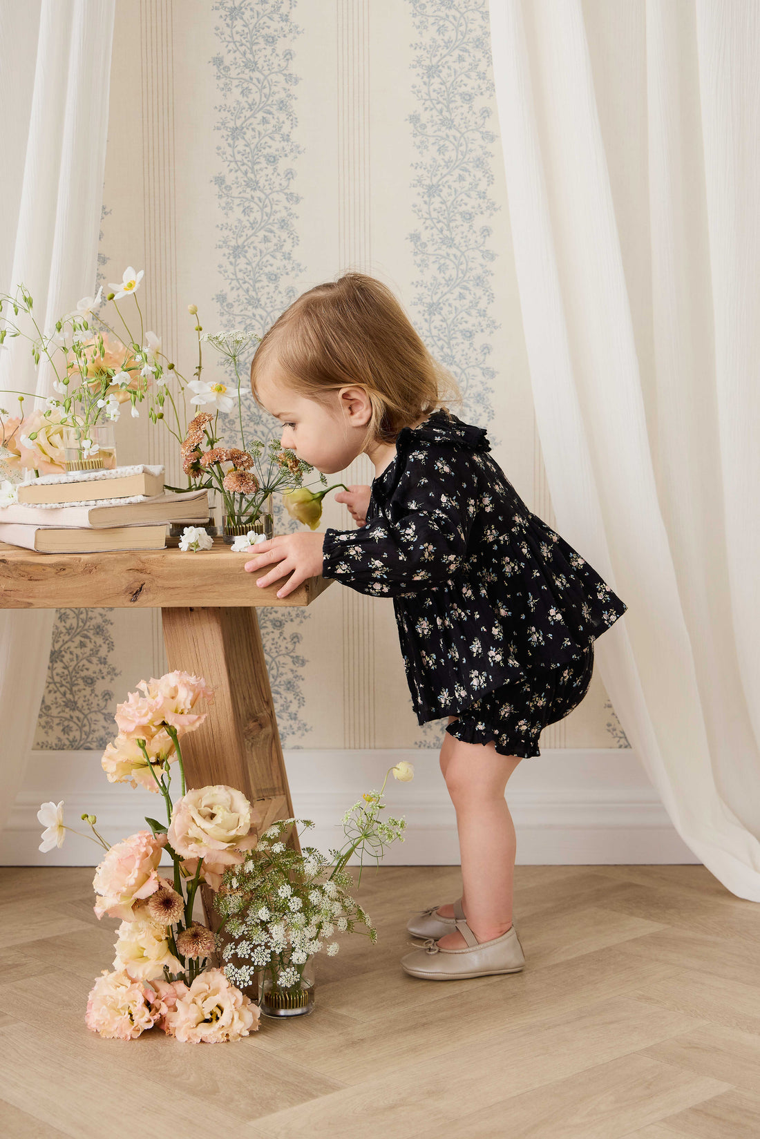 Organic Cotton Frill Bloomer - Cassie Caviar Childrens Bloomer from Jamie Kay NZ