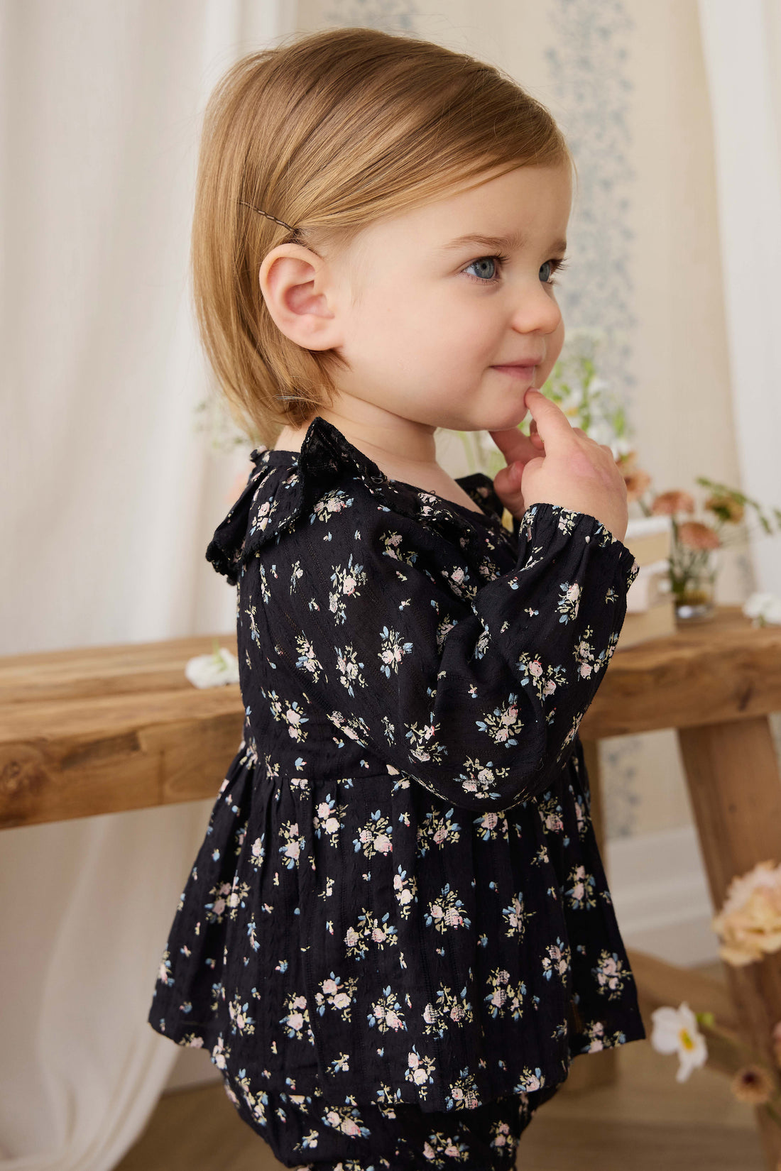 Organic Cotton Caroline Playsuit - Cassie Caviar Childrens Playsuit from Jamie Kay NZ