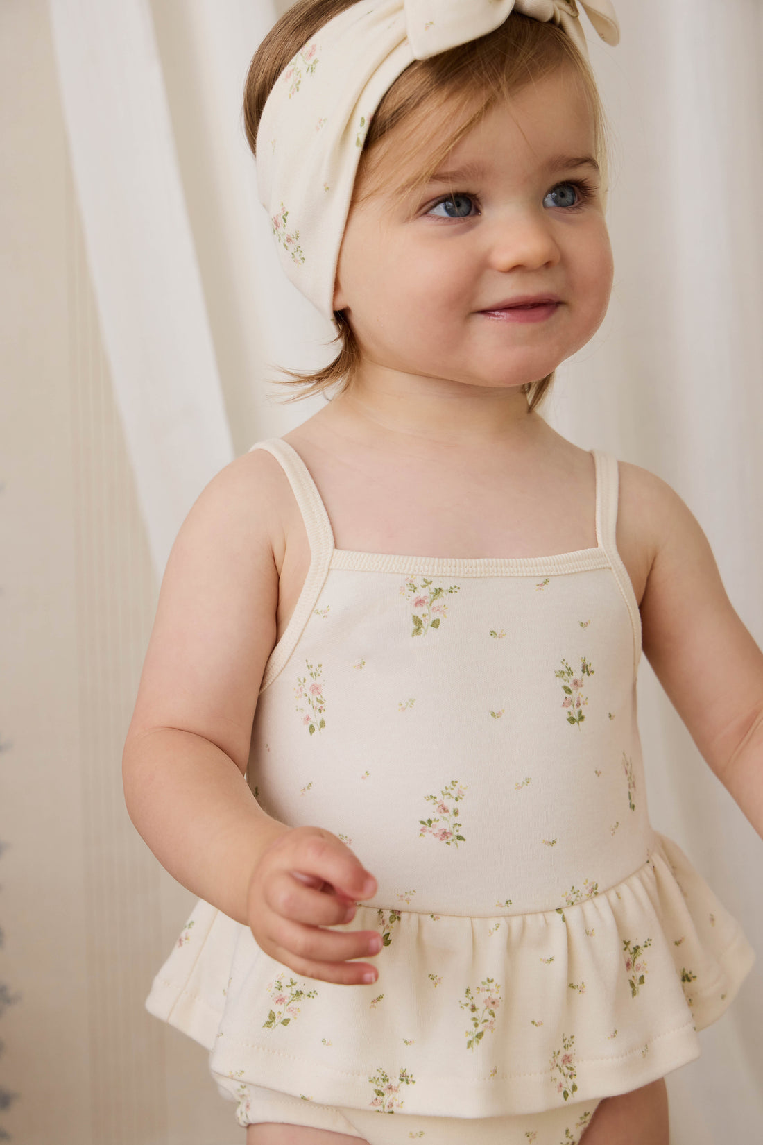Organic Cotton Astra Playsuit - Josepha Egret Small Childrens Playsuit from Jamie Kay NZ