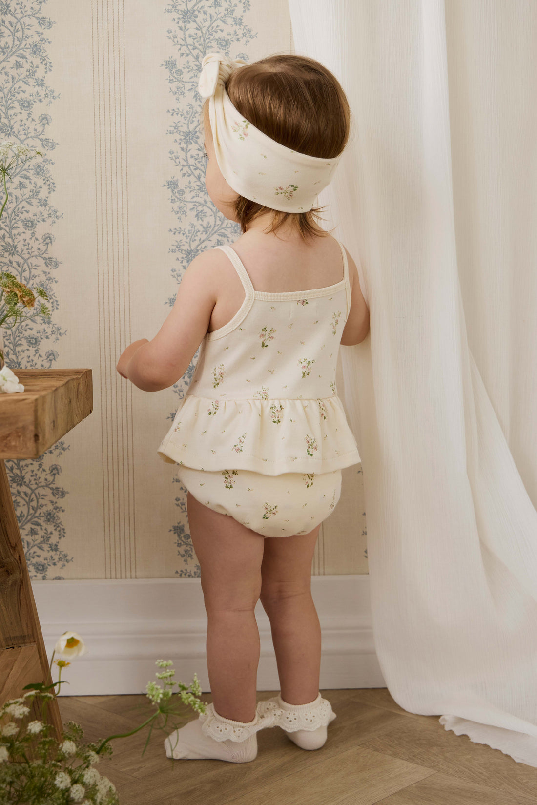 Organic Cotton Astra Playsuit - Josepha Egret Small Childrens Playsuit from Jamie Kay NZ