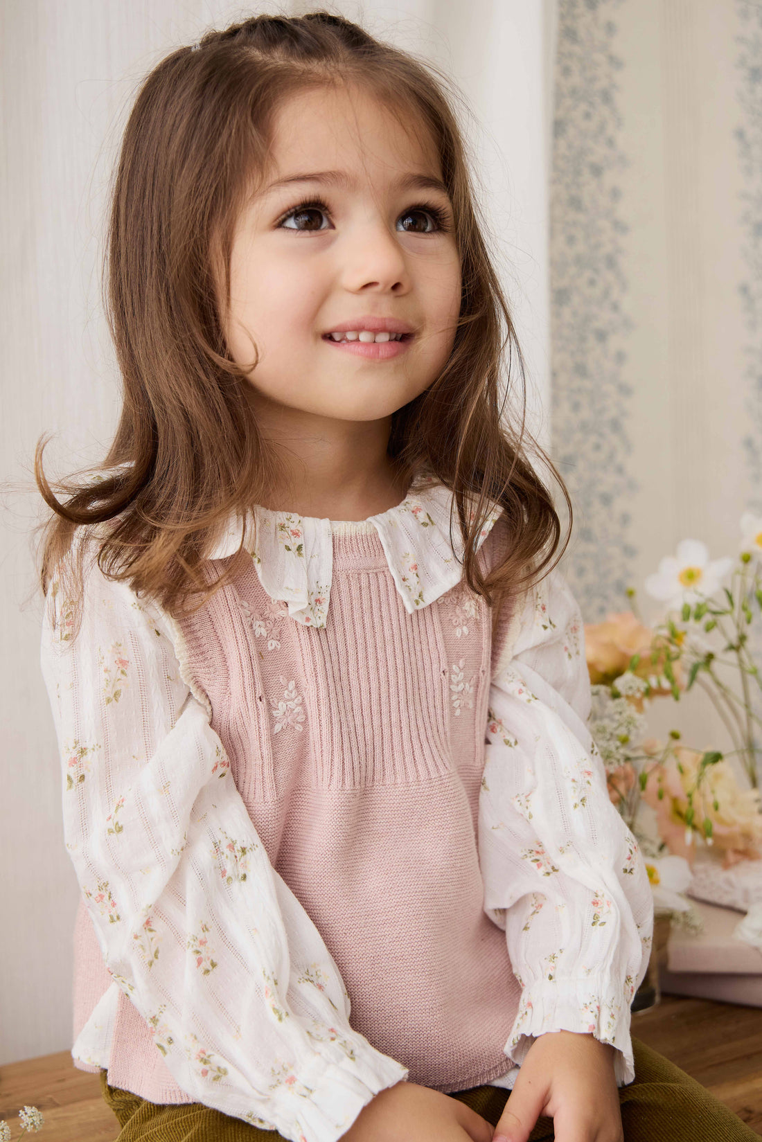 Abbie Knitted Top - Sweetpea Marle Abbie Flower Childrens Top from Jamie Kay NZ