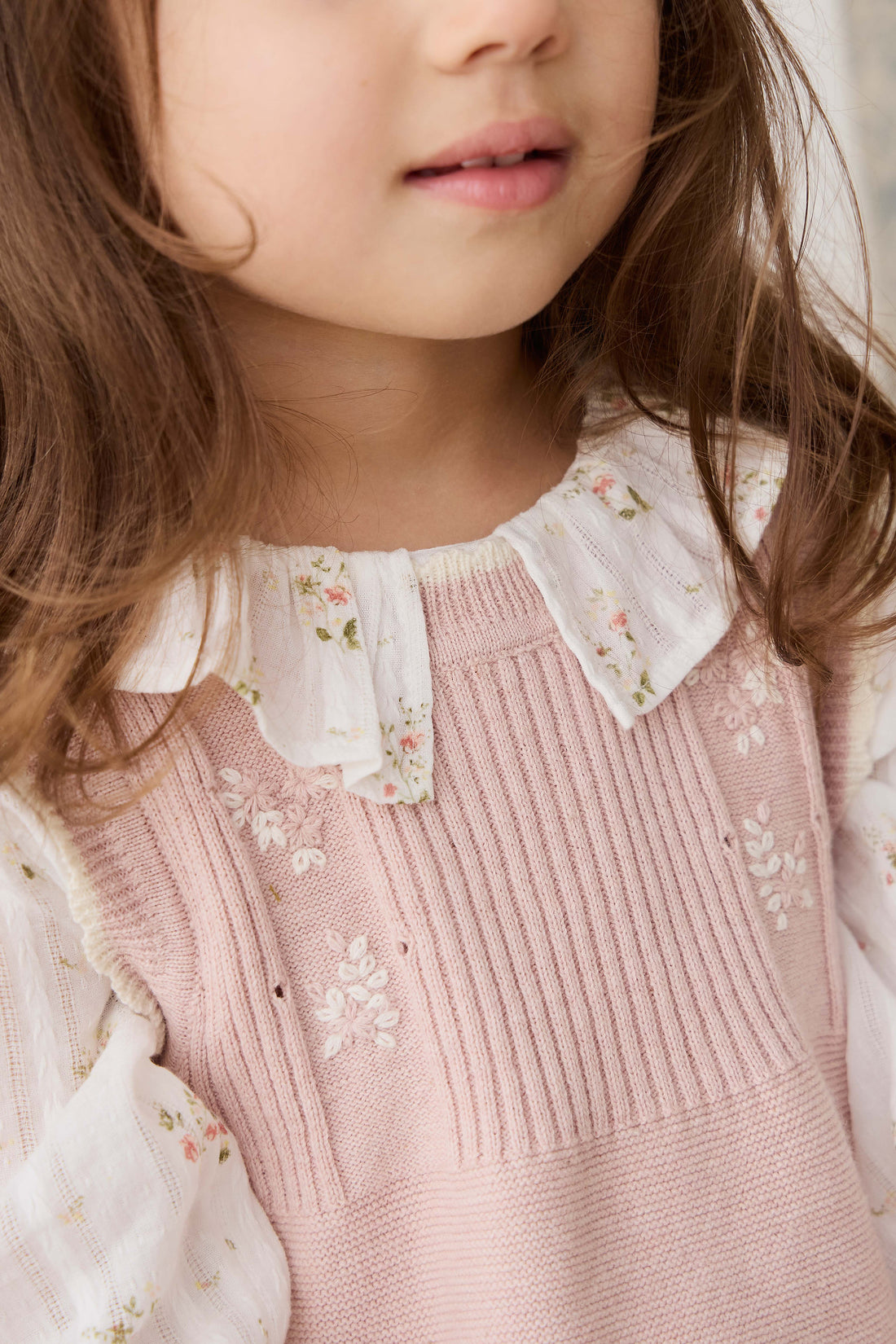 Abbie Knitted Top - Sweetpea Marle Abbie Flower Childrens Top from Jamie Kay NZ