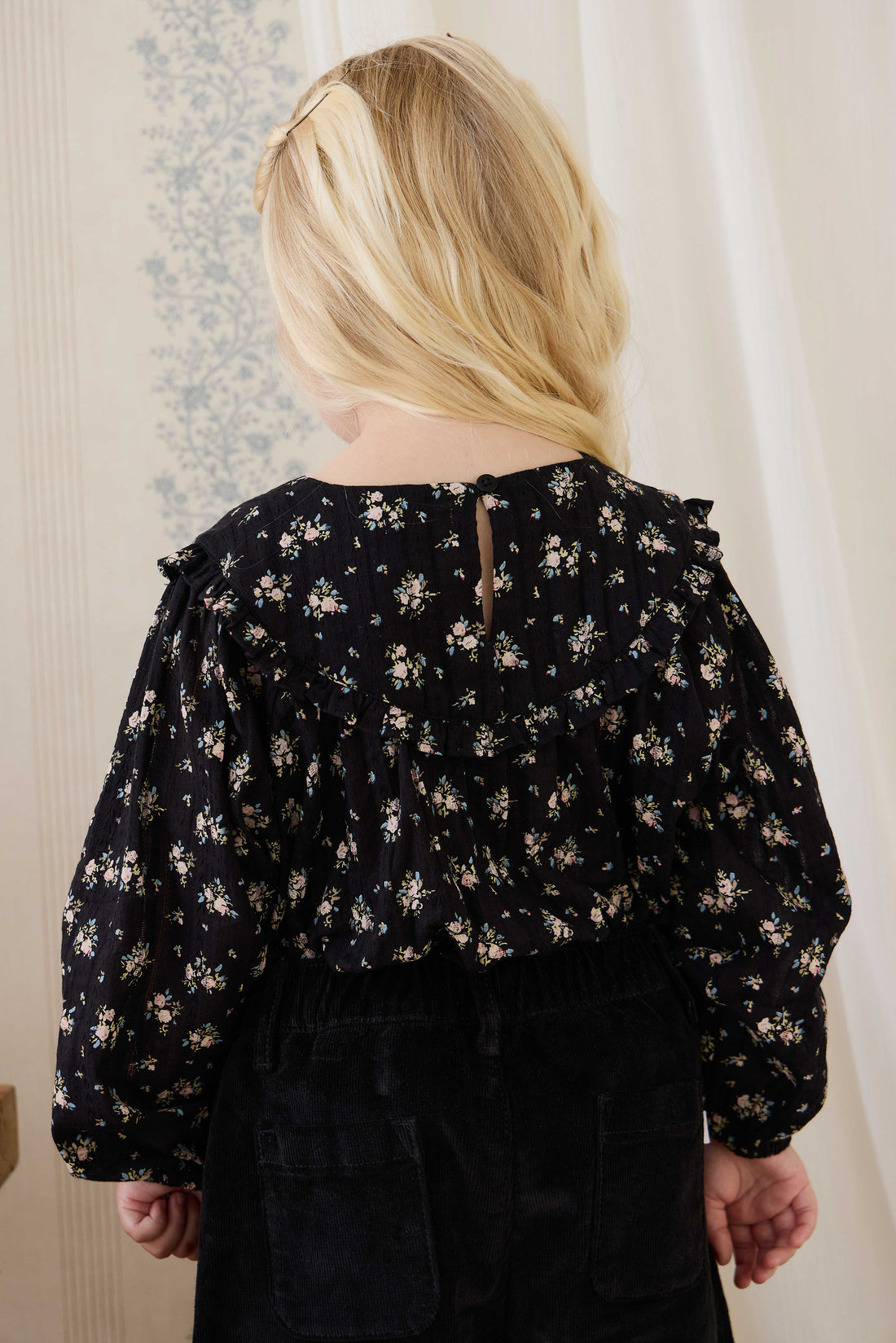 Organic Cotton Caroline Blouse - Cassie Caviar Childrens Top from Jamie Kay NZ