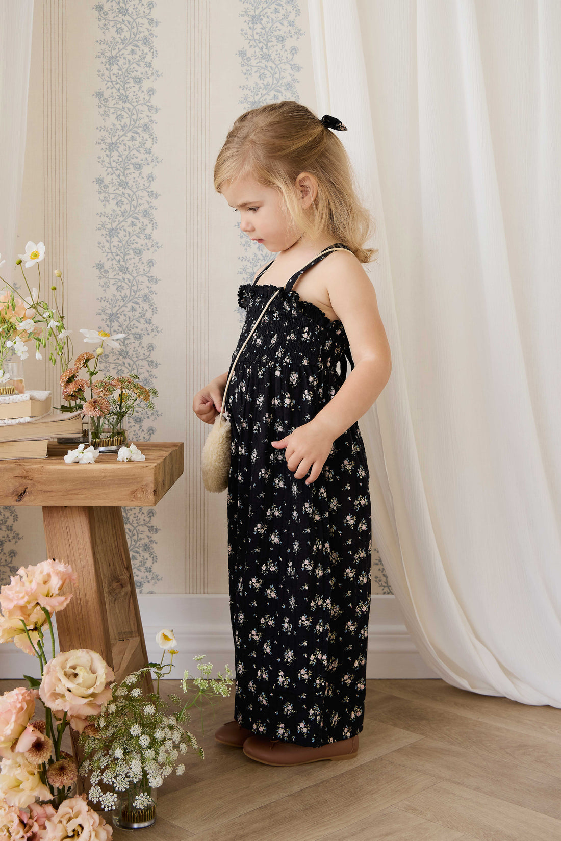 Organic Cotton Gianna Jumpsuit - Cassie Caviar – Jamie Kay NZ