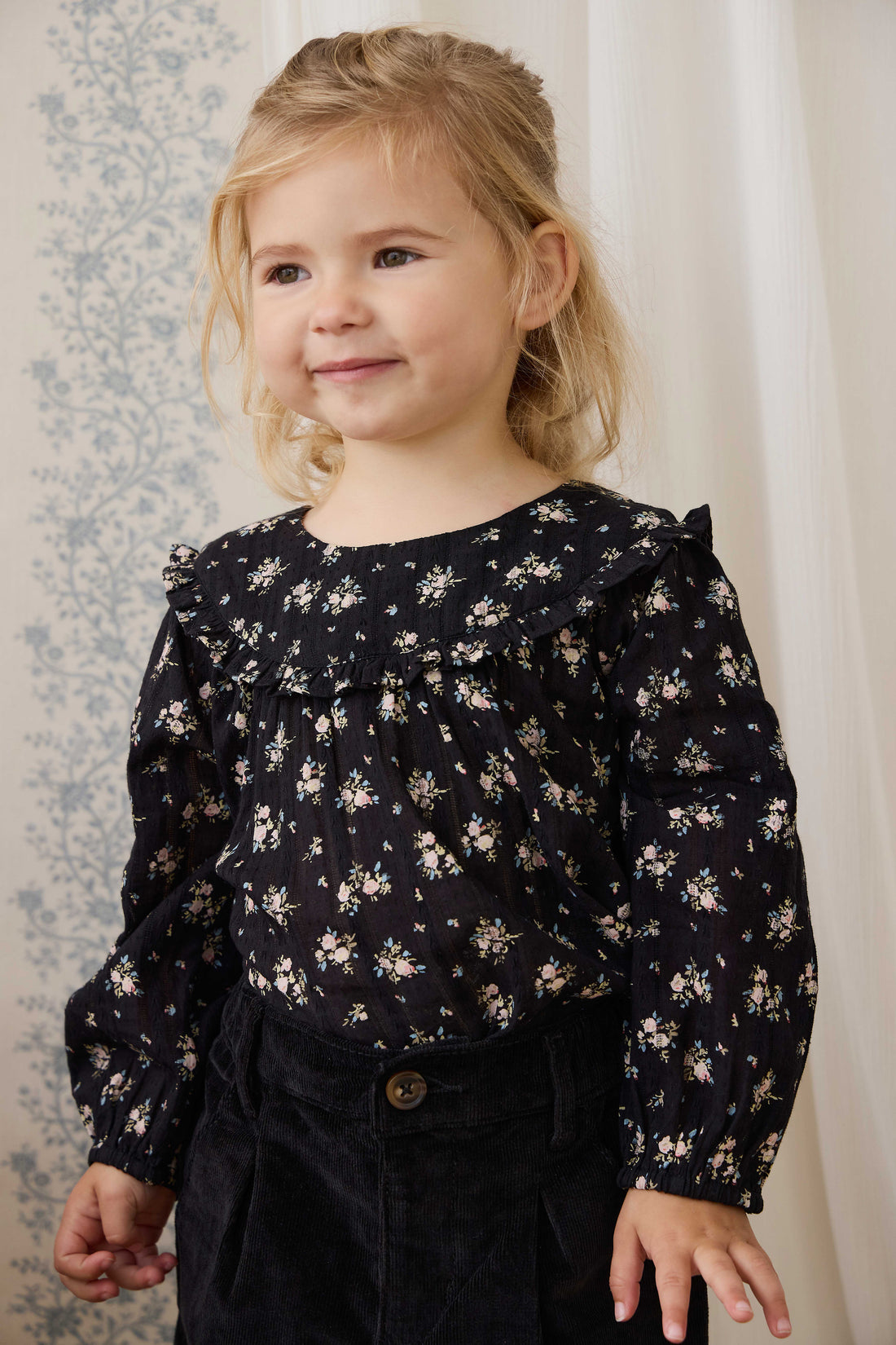 Organic Cotton Caroline Blouse - Cassie Caviar Childrens Top from Jamie Kay NZ