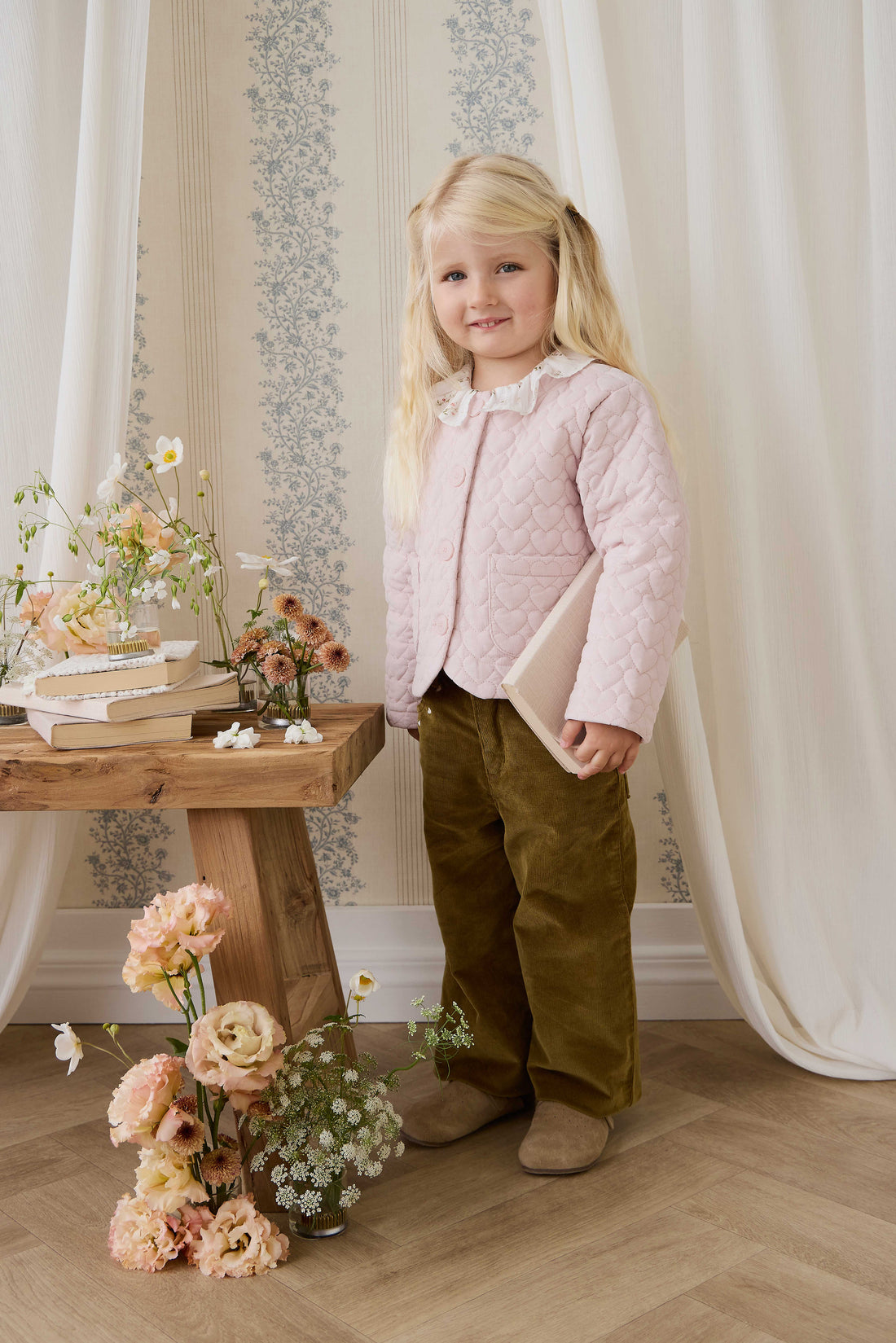 Elara Pincord Jacket - Soft Misty Rose Childrens Jacket from Jamie Kay NZ