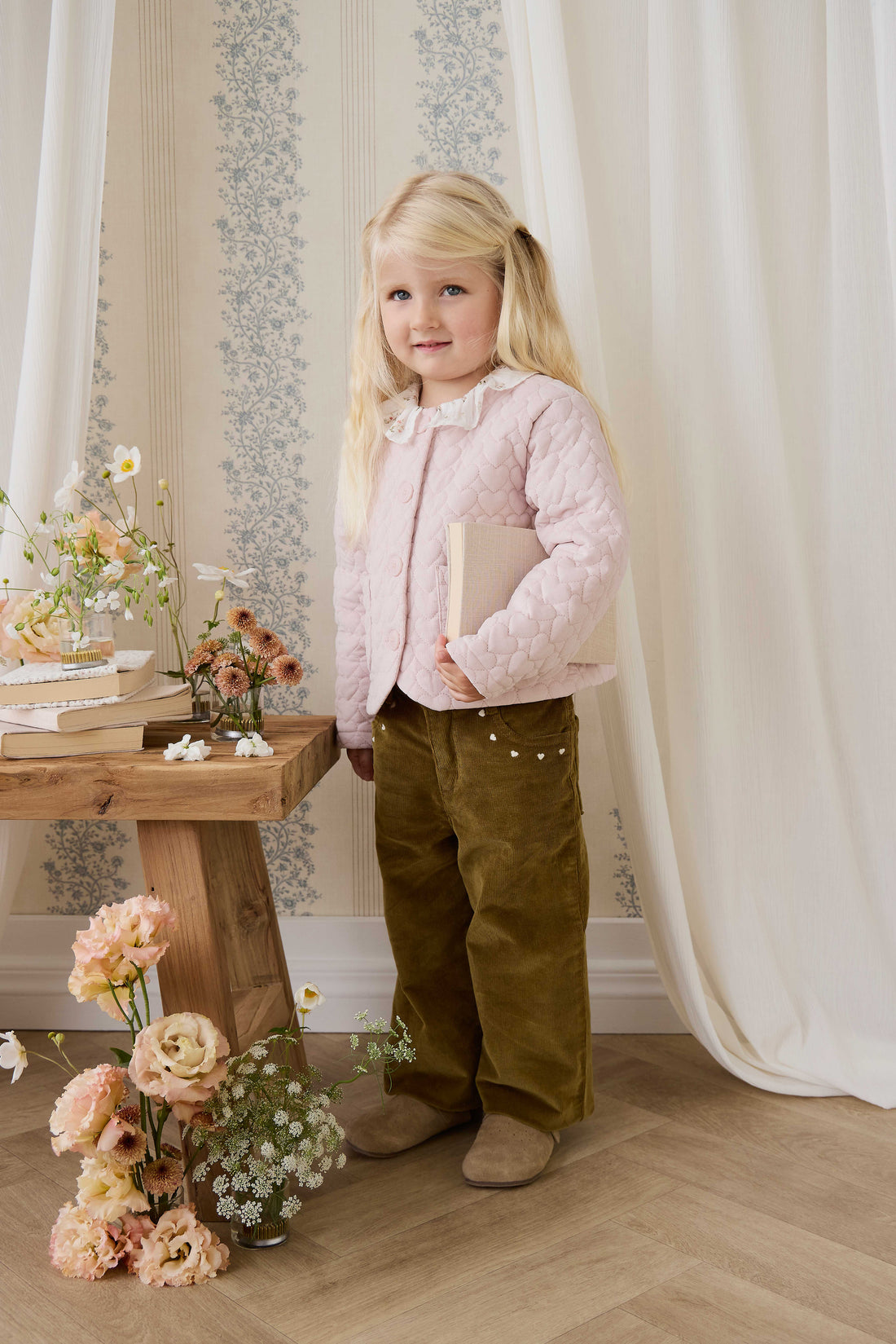 Elara Pincord Jacket - Soft Misty Rose Childrens Jacket from Jamie Kay NZ