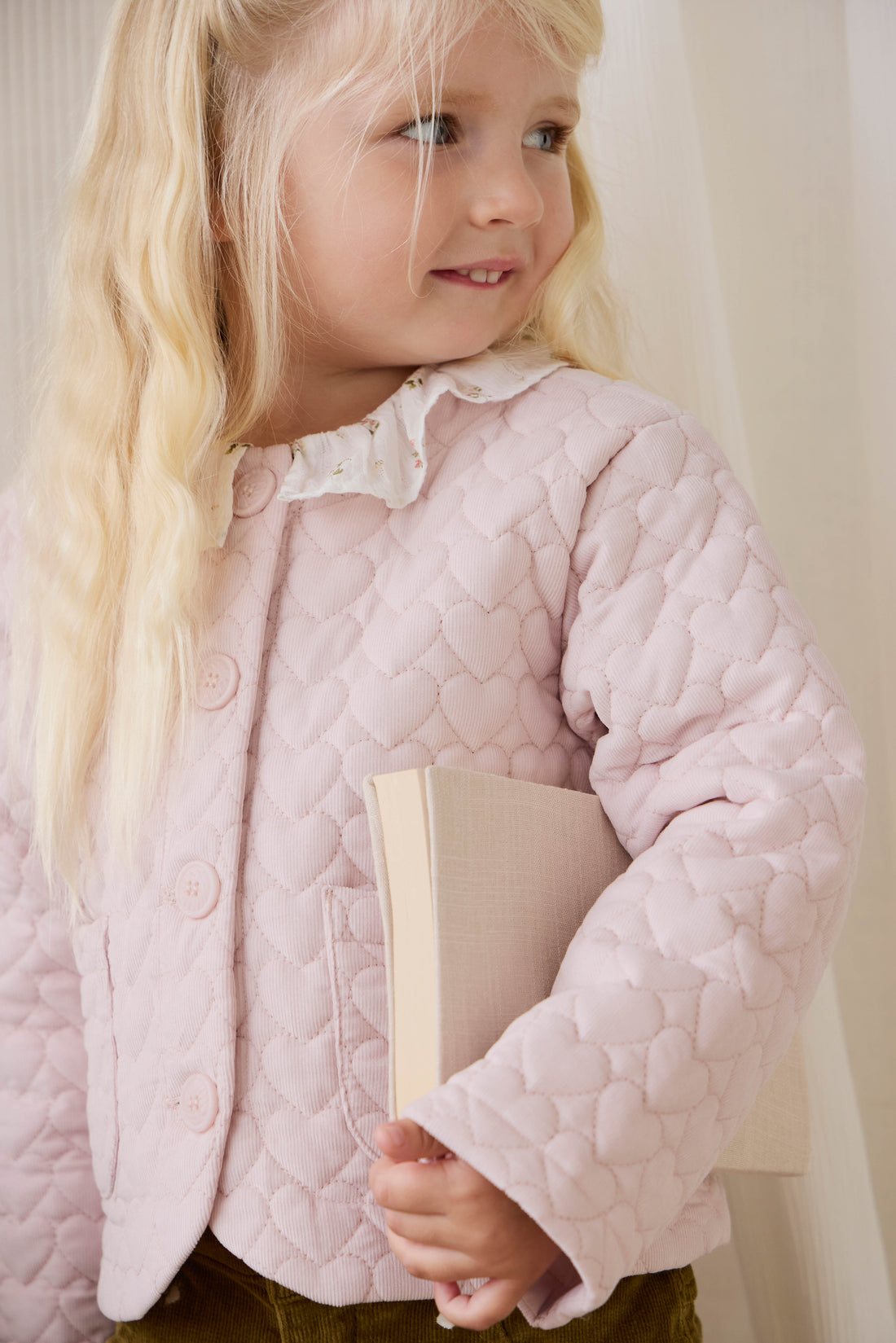 Elara Pincord Jacket - Soft Misty Rose Childrens Jacket from Jamie Kay NZ