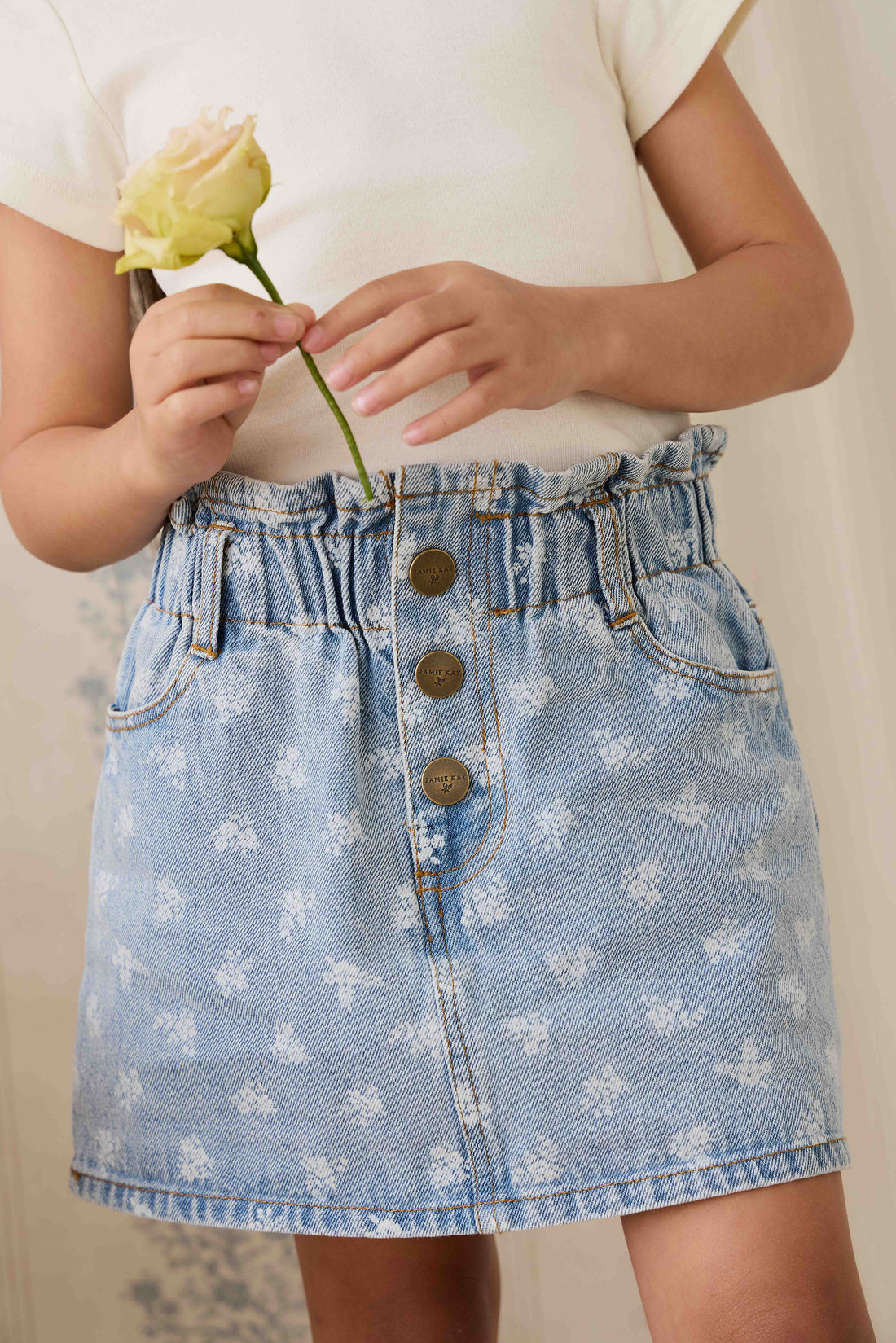 Brielle Skirt - Tully Floral Denim Childrens Skirt from Jamie Kay NZ
