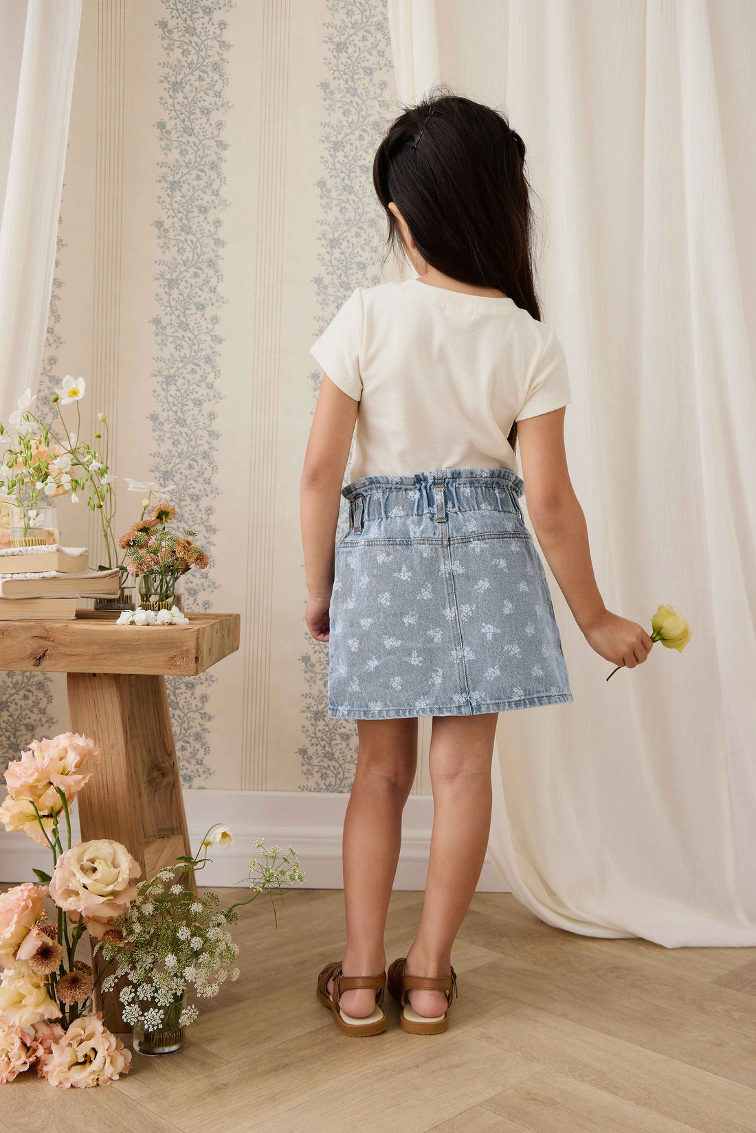 Brielle Skirt - Tully Floral Denim Childrens Skirt from Jamie Kay NZ