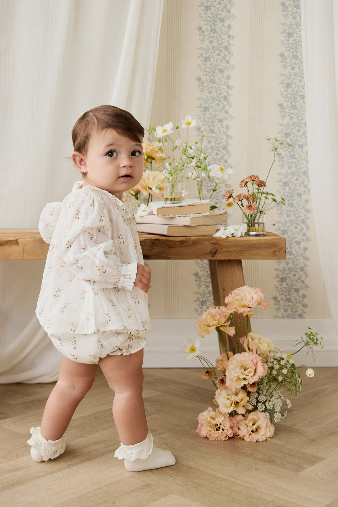 Organic Cotton Frill Bloomer - Josepha Egret Childrens Bloomer from Jamie Kay NZ