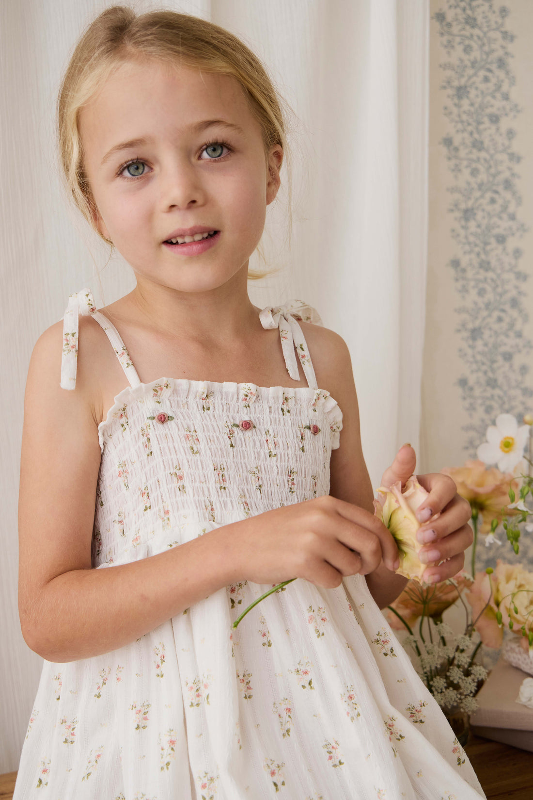 Organic Cotton Saylor Dress - Josepha Egret Childrens Dress from Jamie Kay NZ