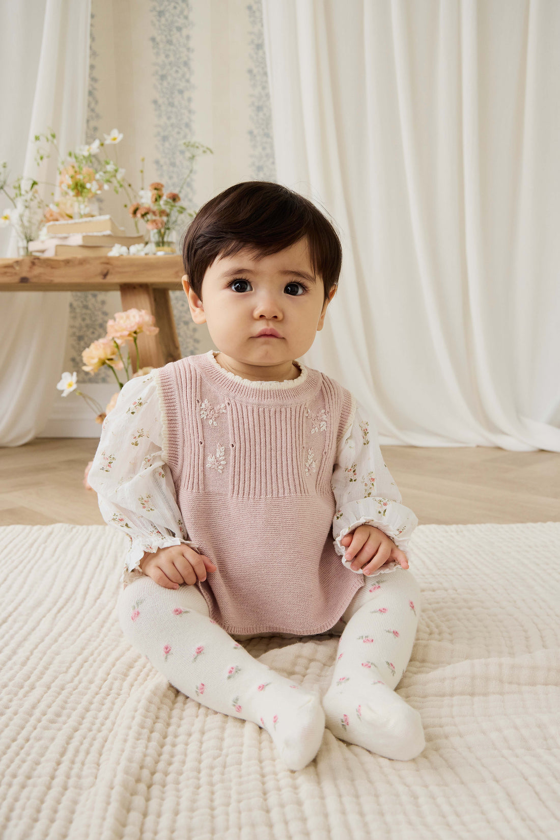 Abbie Knitted Top - Sweetpea Marle Abbie Flower Childrens Top from Jamie Kay NZ