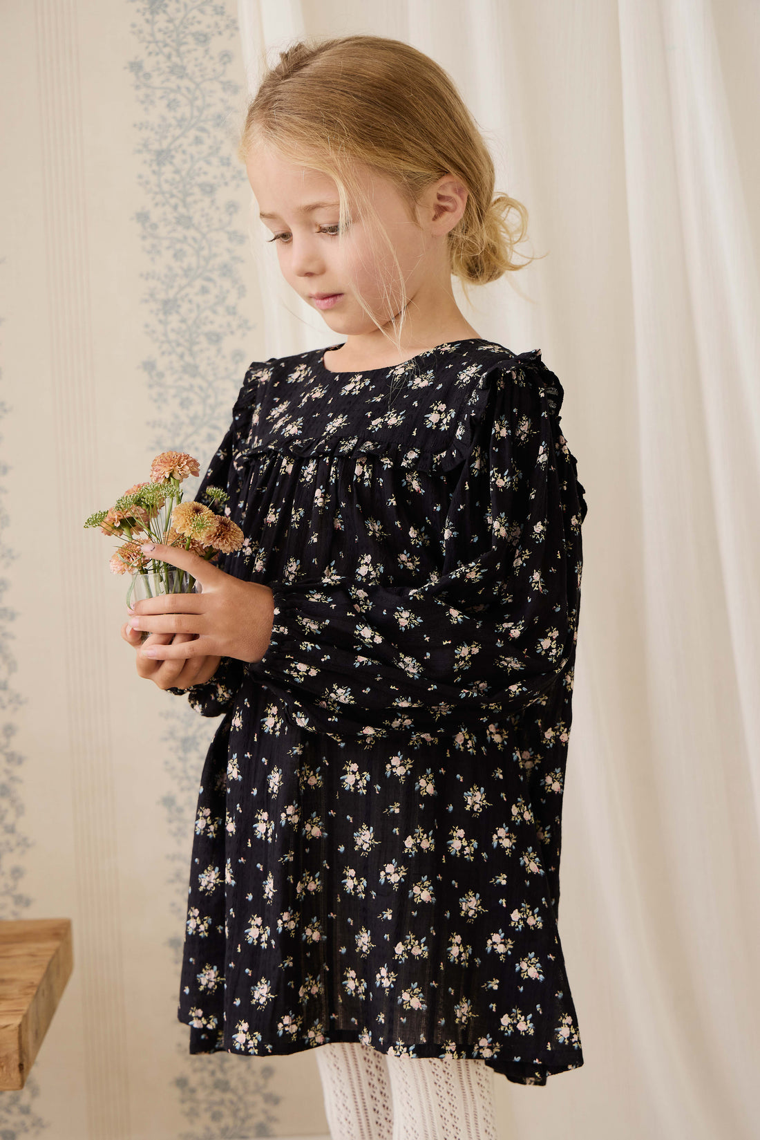 Organic Cotton Gianna Dress - Cassie Caviar Childrens Dress from Jamie Kay NZ