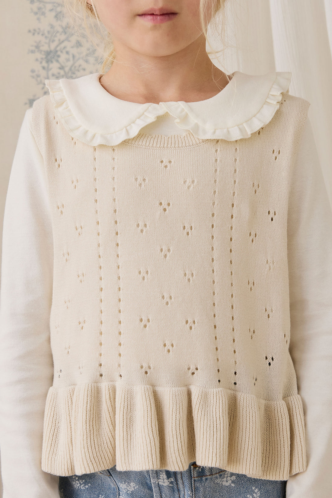 Organic Cotton Rib Adelaide Top - Parchment Childrens Top from Jamie Kay NZ