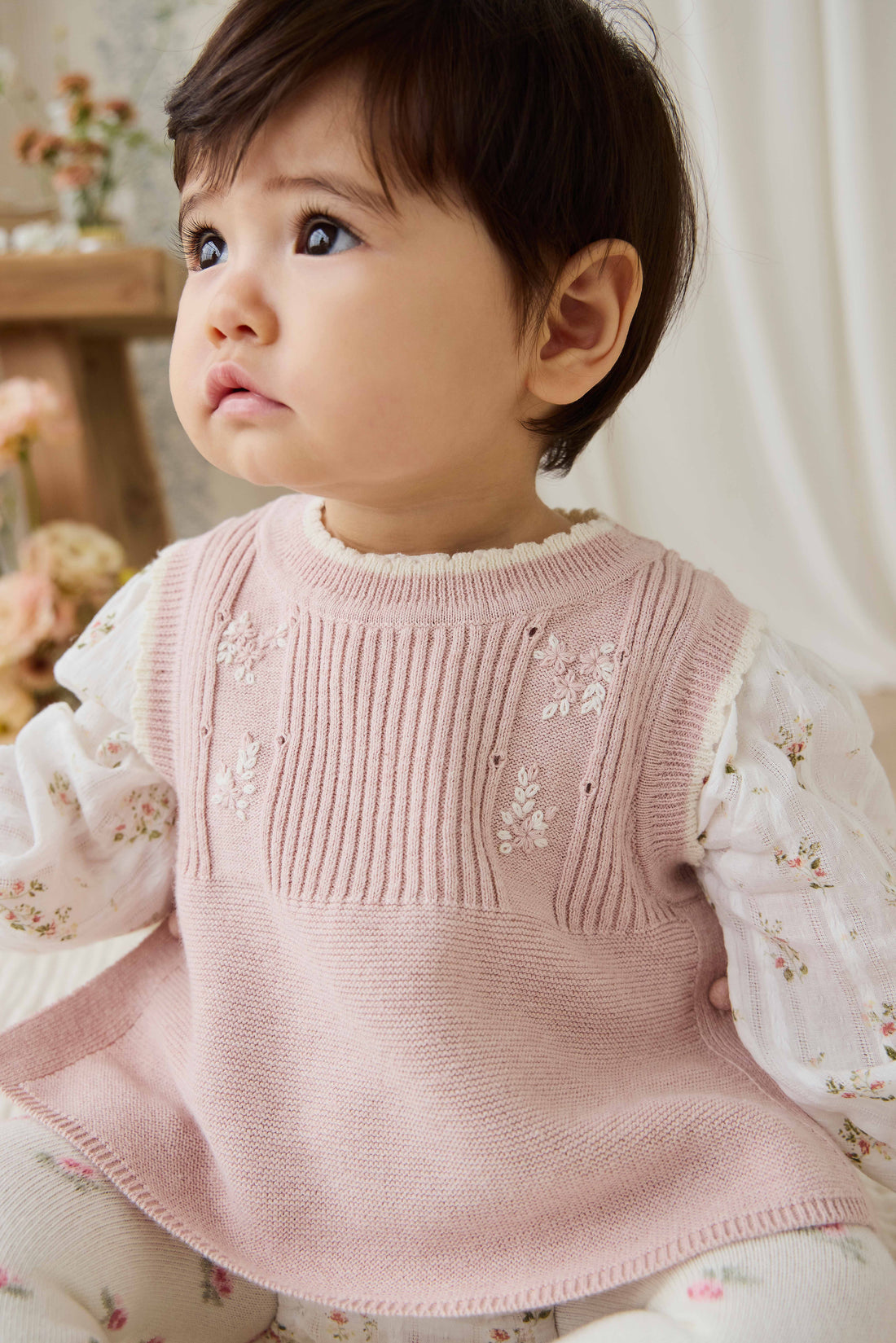 Abbie Knitted Top - Sweetpea Marle Abbie Flower Childrens Top from Jamie Kay NZ