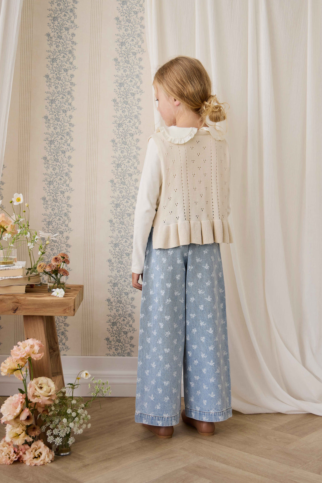 Theodora Pant - Tully Floral Denim Childrens Pant from Jamie Kay NZ
