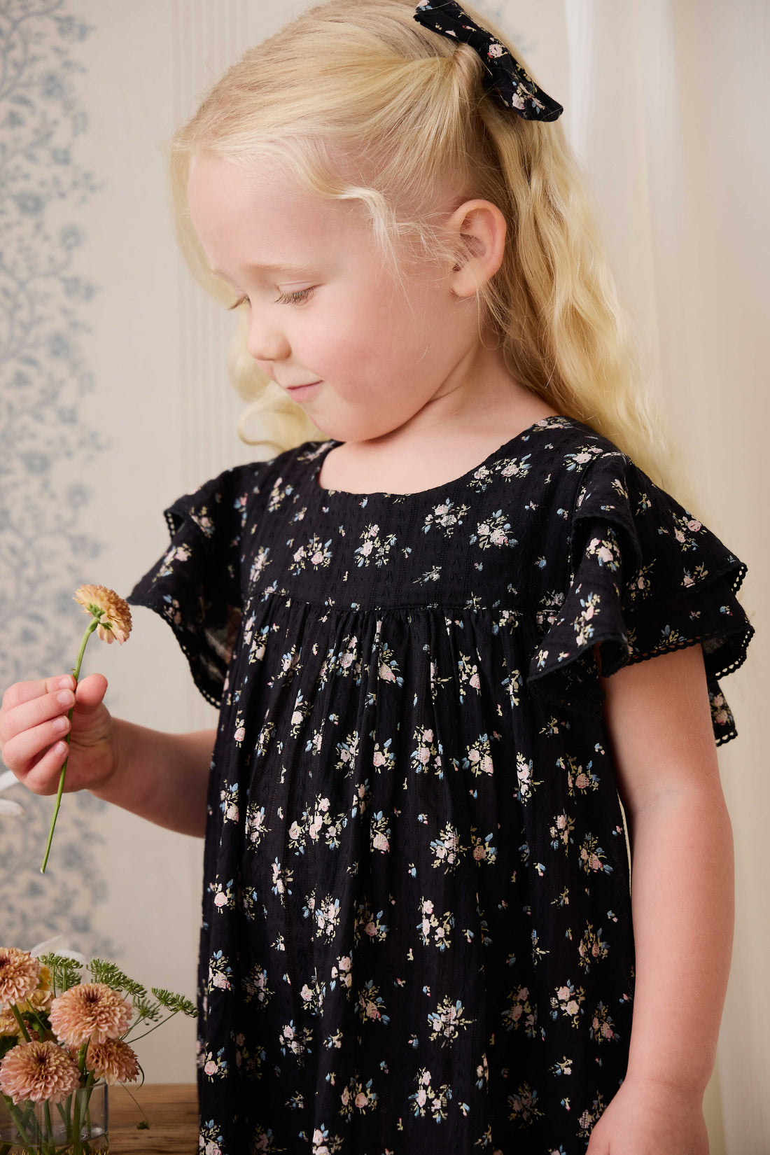 Organic Cotton Caroline Dress - Cassie Caviar Childrens Dress from Jamie Kay NZ