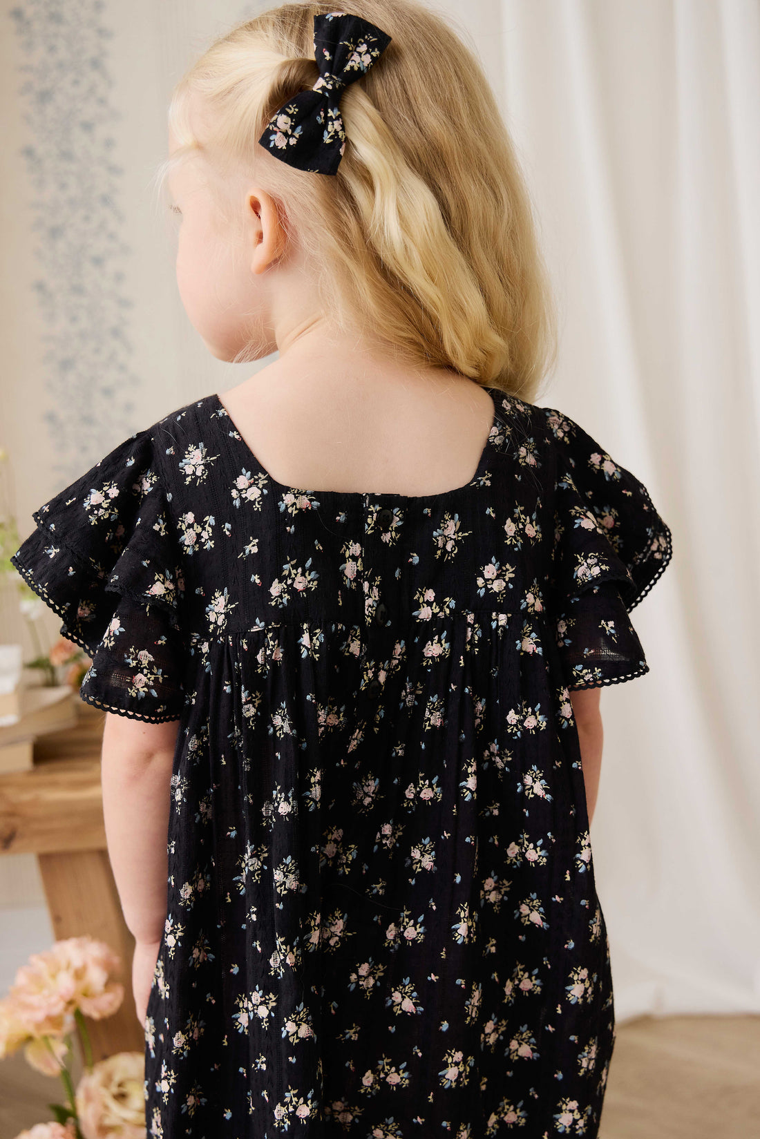 Organic Cotton Caroline Dress - Cassie Caviar Childrens Dress from Jamie Kay NZ