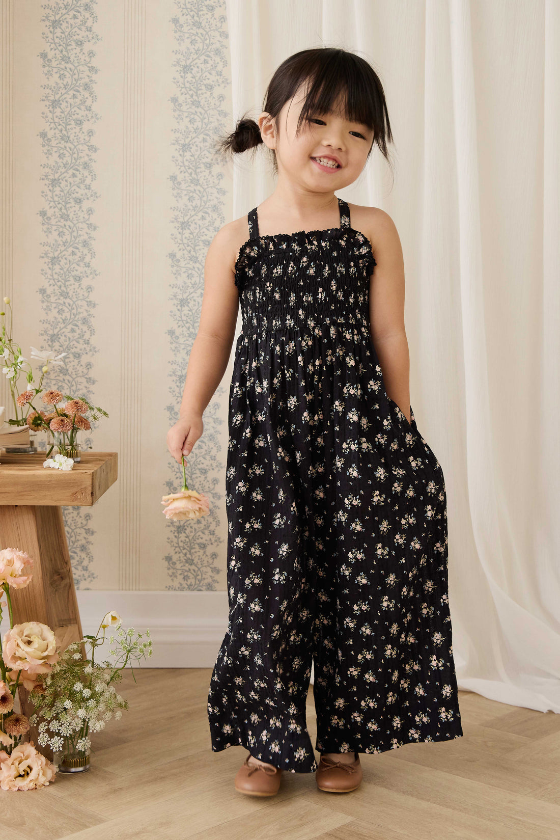 Organic Cotton Gianna Jumpsuit - Cassie Caviar Childrens Jumpsuit from Jamie Kay NZ