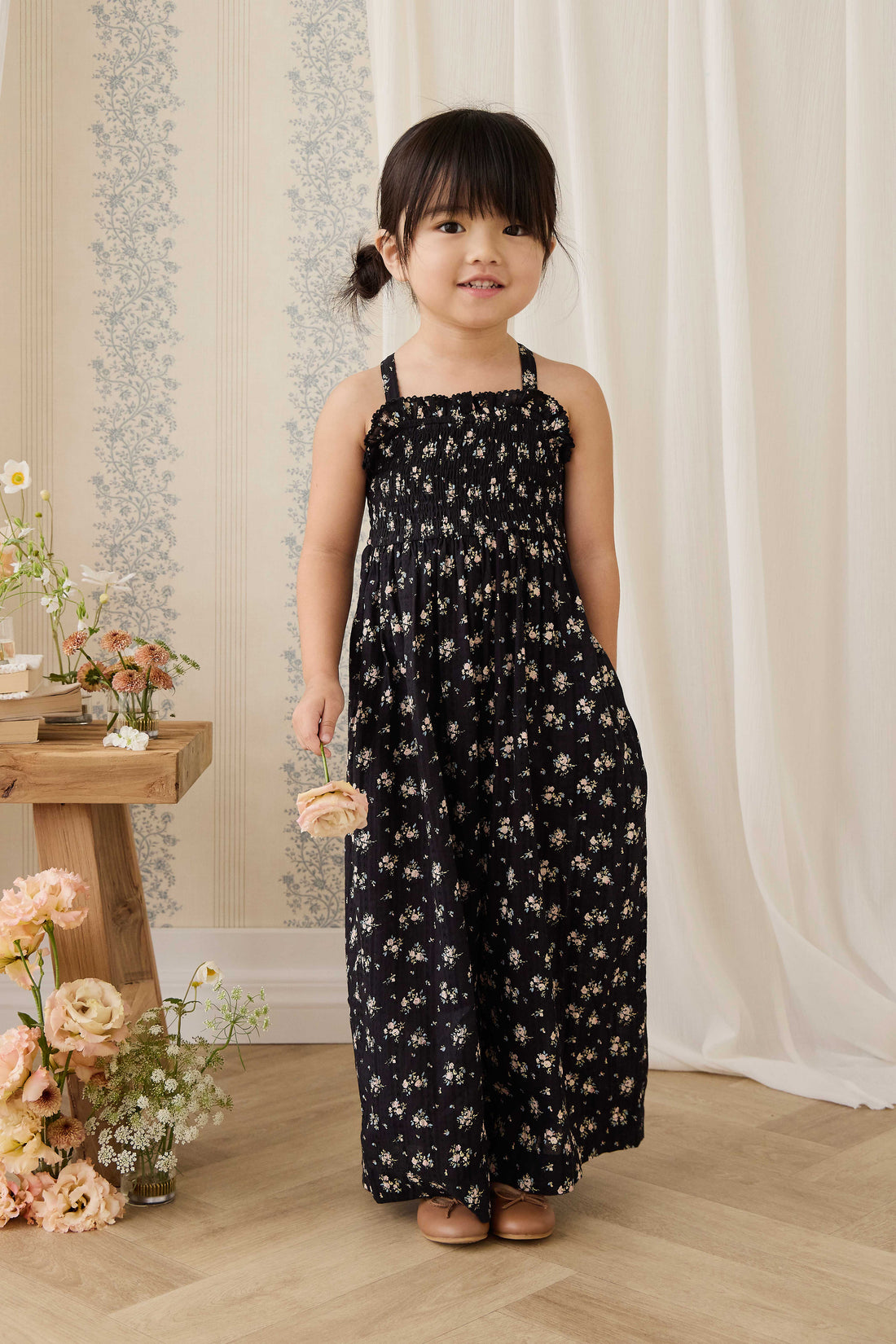 Organic Cotton Gianna Jumpsuit - Cassie Caviar Childrens Jumpsuit from Jamie Kay NZ