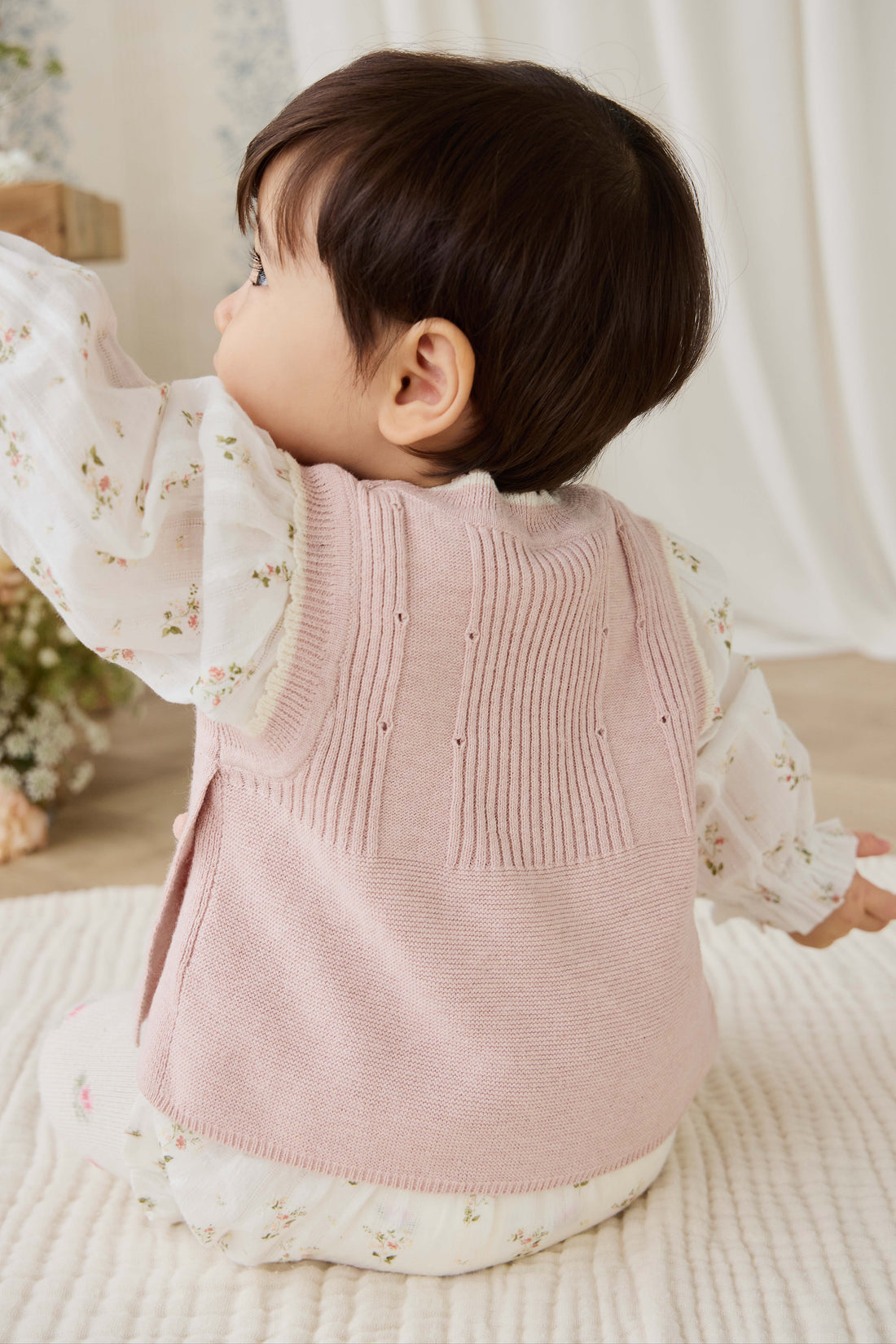 Abbie Knitted Top - Sweetpea Marle Abbie Flower Childrens Top from Jamie Kay NZ