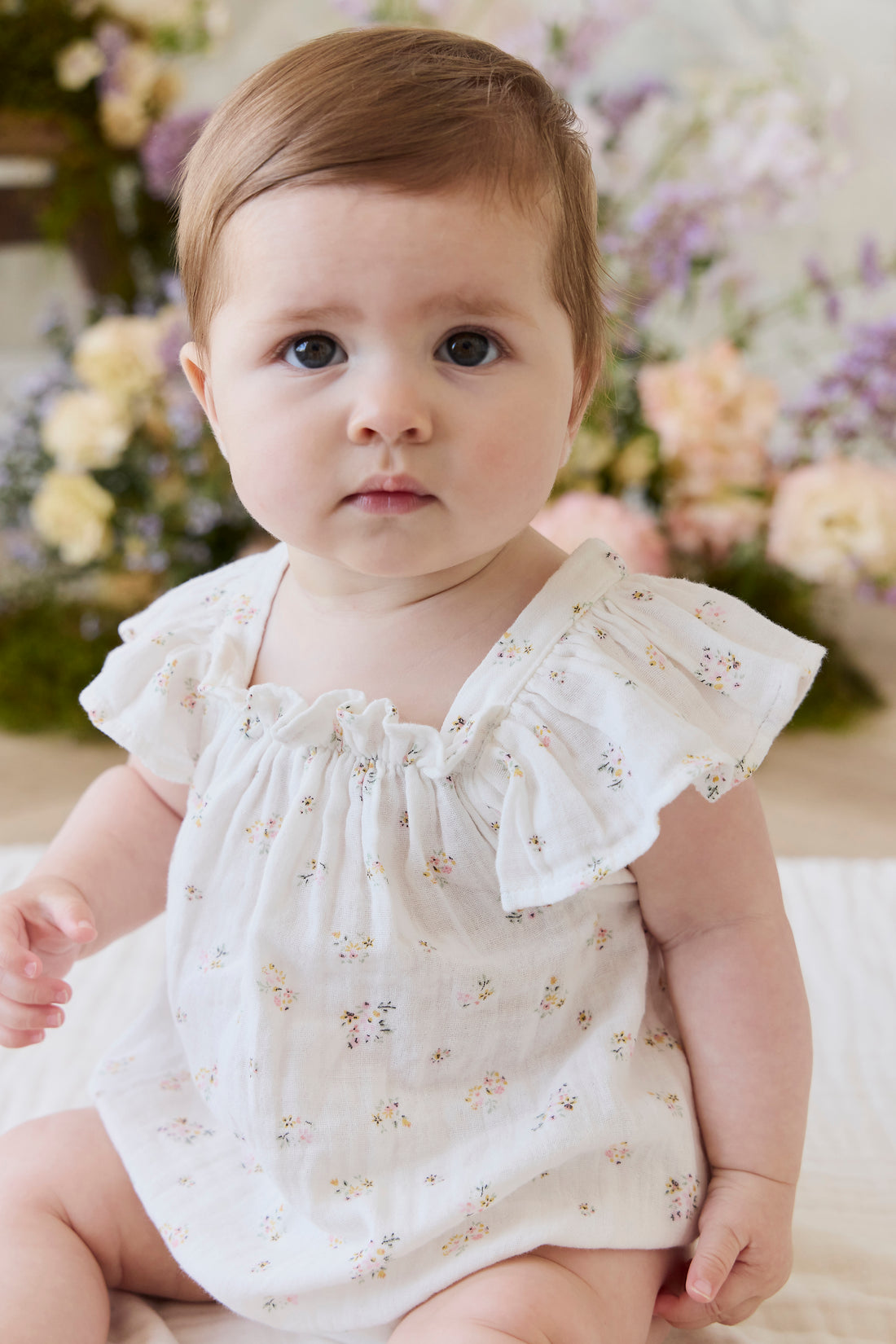 Organic Cotton Muslin Harriet Playsuit - Ayla Whisper Childrens Playsuit from Jamie Kay NZ