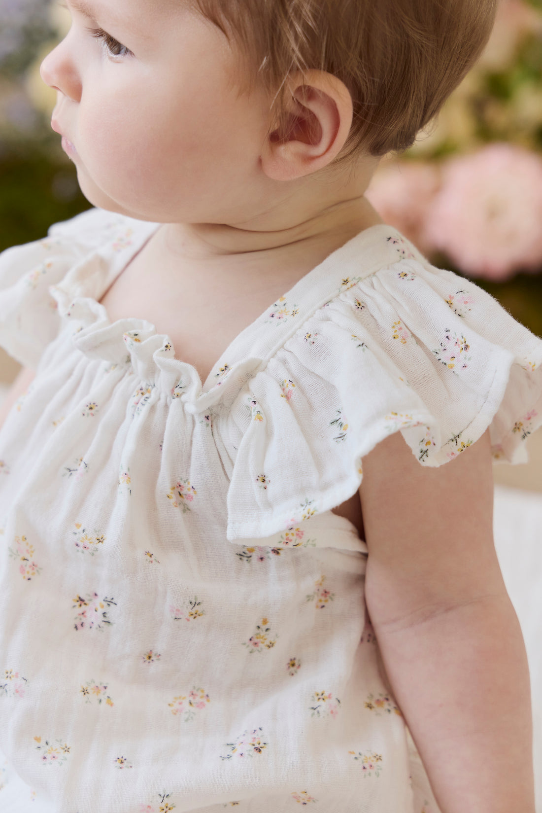 Organic Cotton Muslin Harriet Playsuit - Ayla Whisper Childrens Playsuit from Jamie Kay NZ