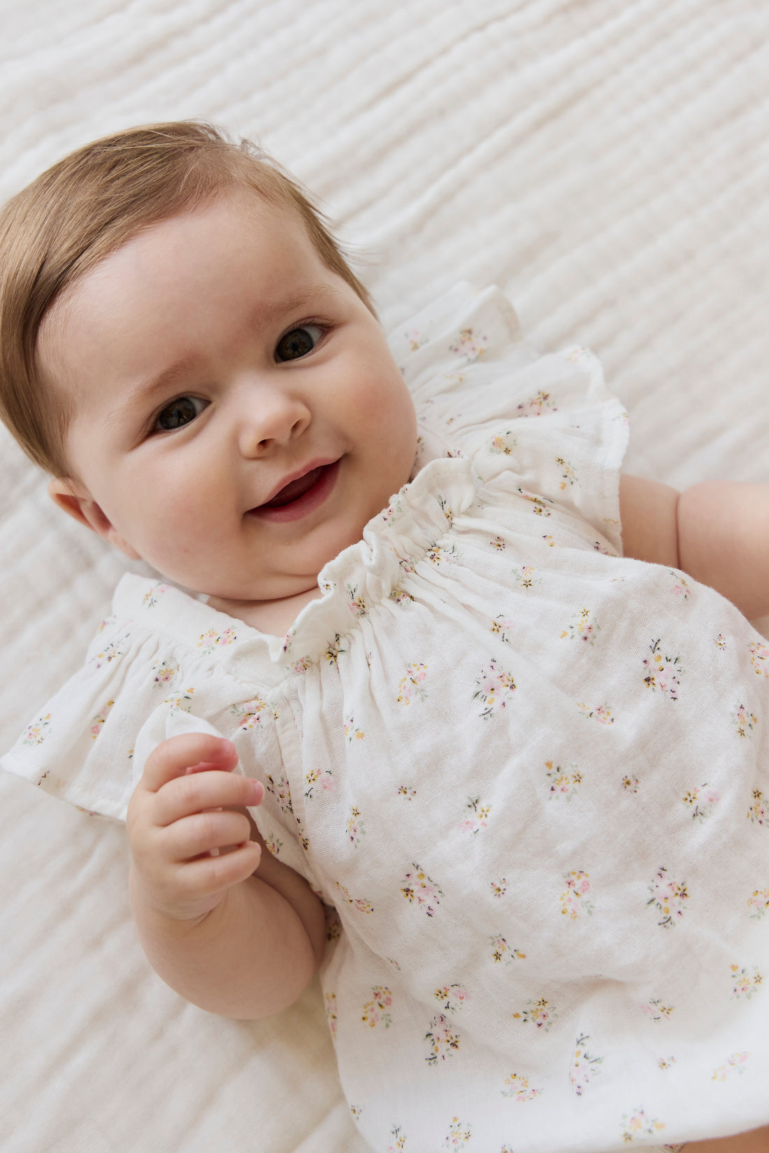 Organic Cotton Muslin Harriet Playsuit - Ayla Whisper Childrens Playsuit from Jamie Kay NZ