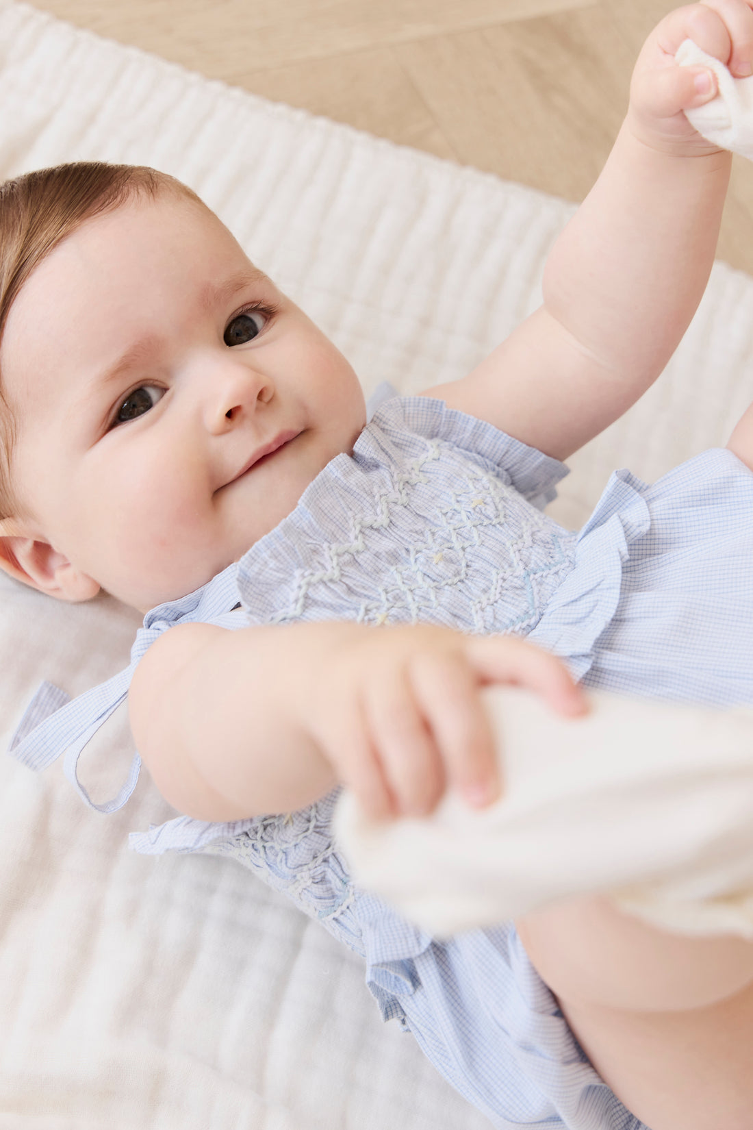 Organic Cotton Desiree Playsuit - Petite Check Childrens Playsuit from Jamie Kay NZ