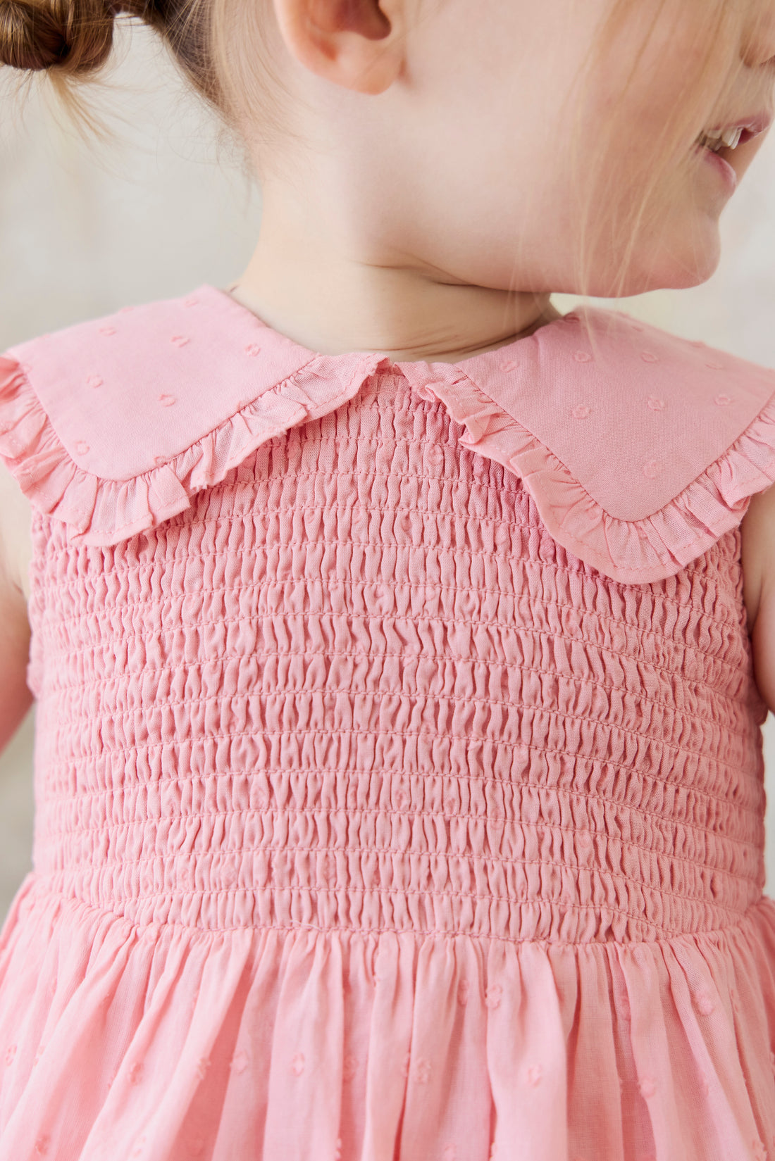 Organic Cotton Claudine Dress - Swiss Pink Childrens Dress from Jamie Kay NZ