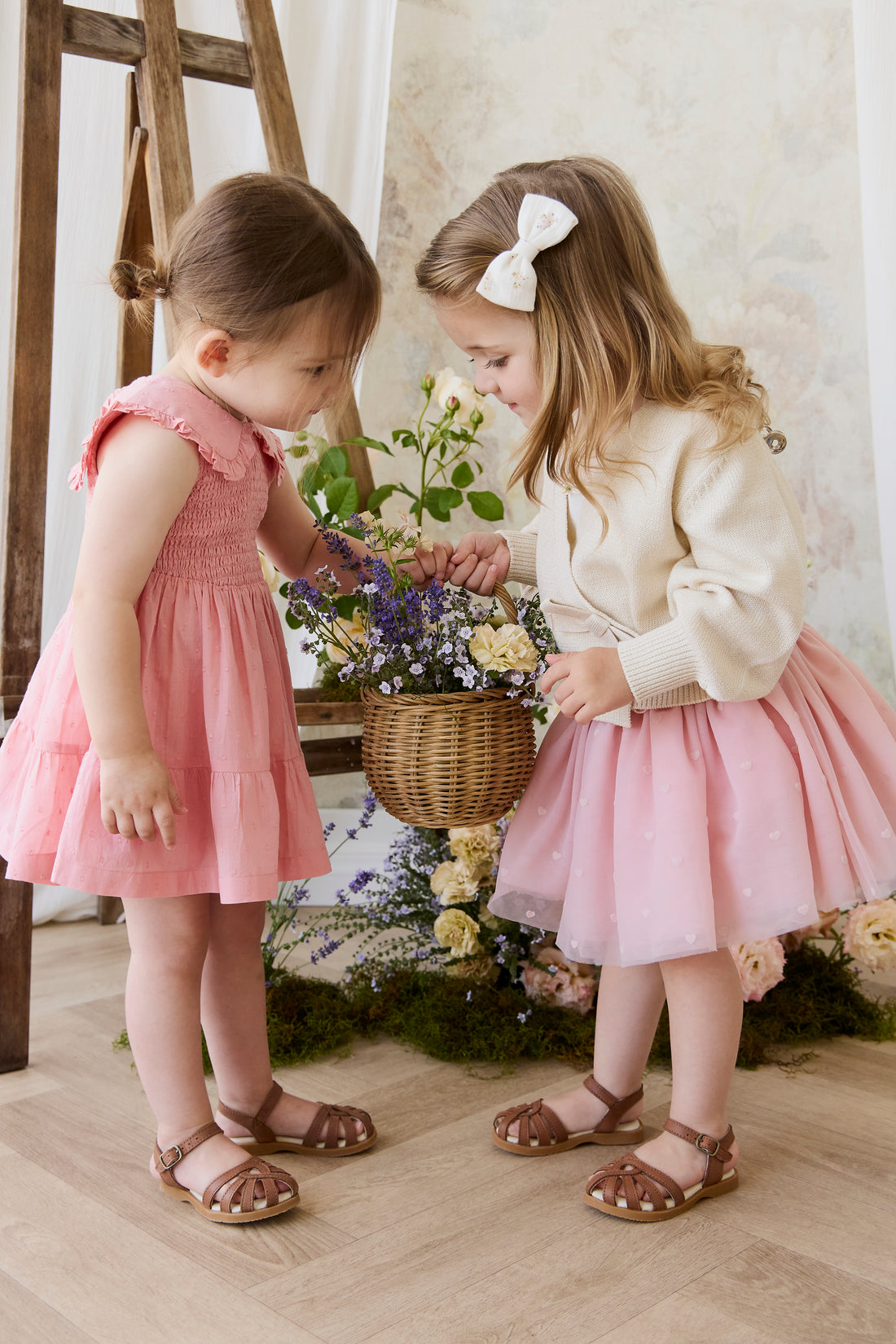 Organic Cotton Claudine Dress - Swiss Pink Childrens Dress from Jamie Kay NZ