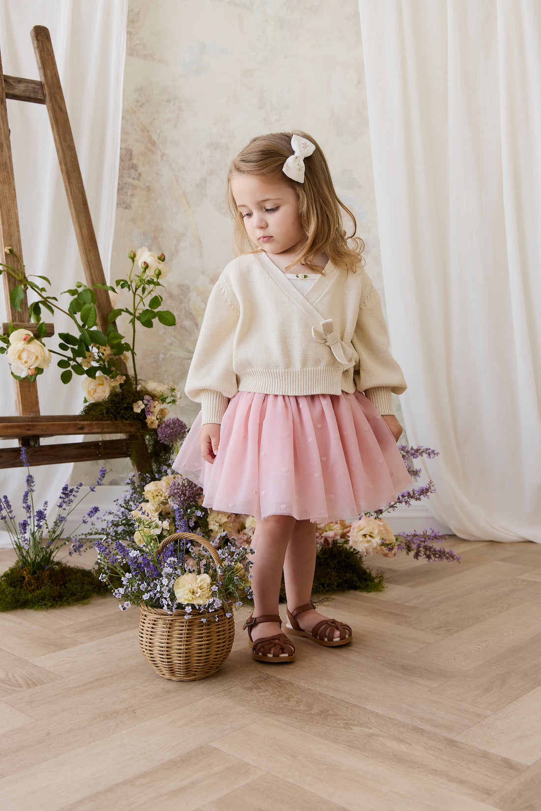 Lottie Skirt - Petite Heart Carnation Childrens Skirt from Jamie Kay NZ