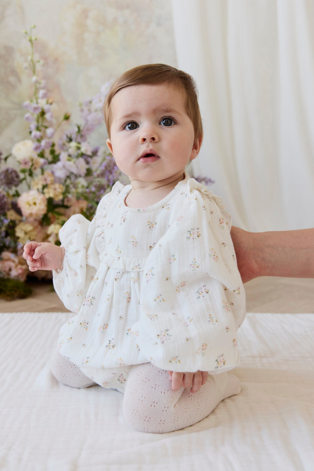 Organic Cotton Muslin Frances Playsuit-Ayla Whisper Childrens Playsuit from Jamie Kay NZ